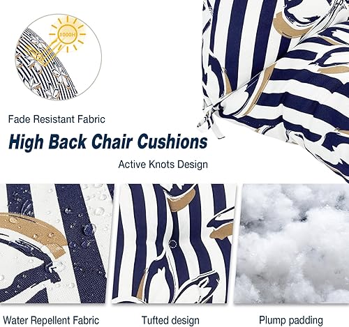 Miniatura 3 de Melody Elephant Cojines para silla mecedora para exteriores, cojines antideslizantes con respaldo para silla de patio, 44 x 22 x 4 pulgadas, juego