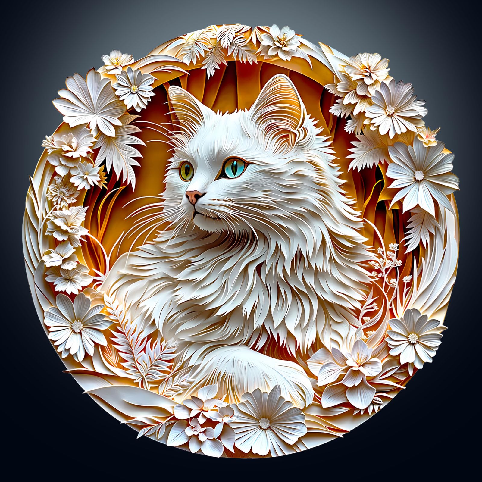 Amazon.com: Wooden Puzzle for Adults-3D Visual Effect White Cat