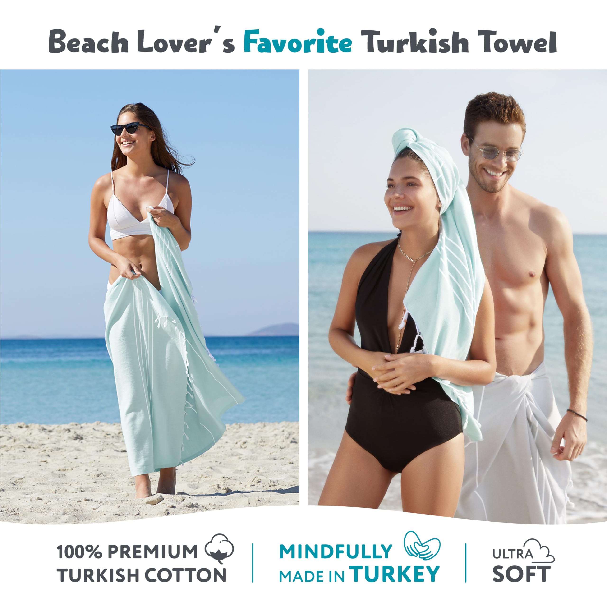 WETCAT Turkish Beach Towel Oversized 38x71 100% Cotton Sand Free Quick Dry Extra Large - Image 2