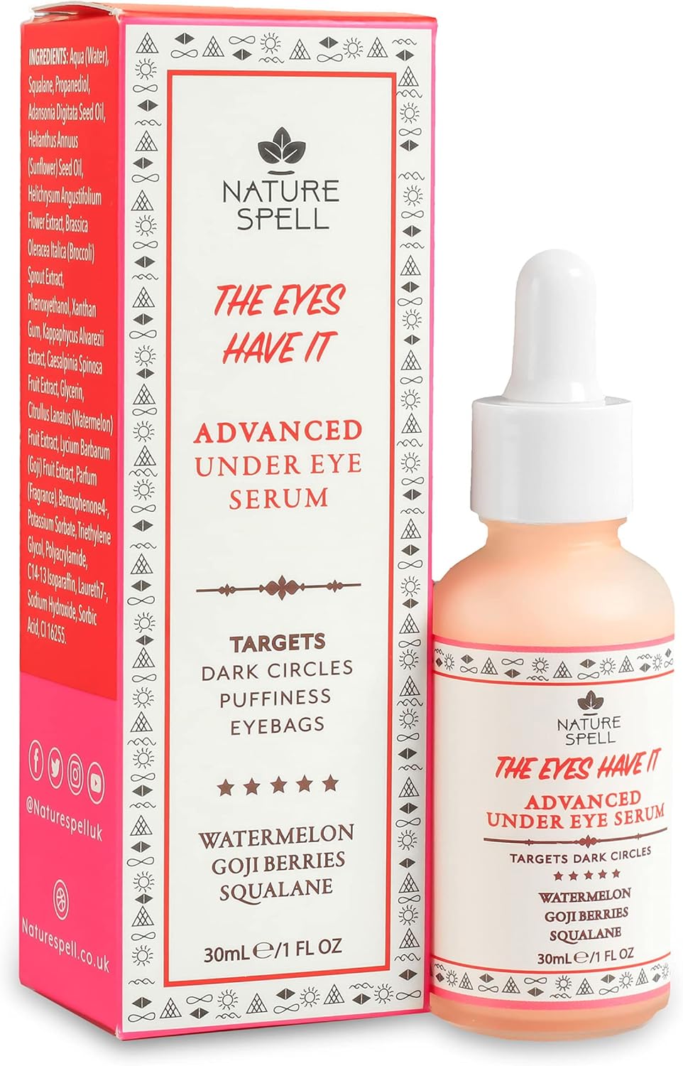 Nature Spell Under Eye Serum, Hydrating & Brightening Eye Formula, Targets Dark Circles, Reduces Puffiness & Fine Lines
