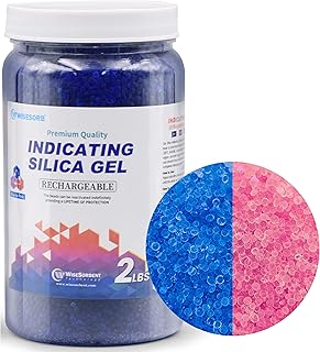 2 LBS Blue to Pink Indicating Silica Gel Beads, Reusable Silica Gel Desiccant Dehumidifier