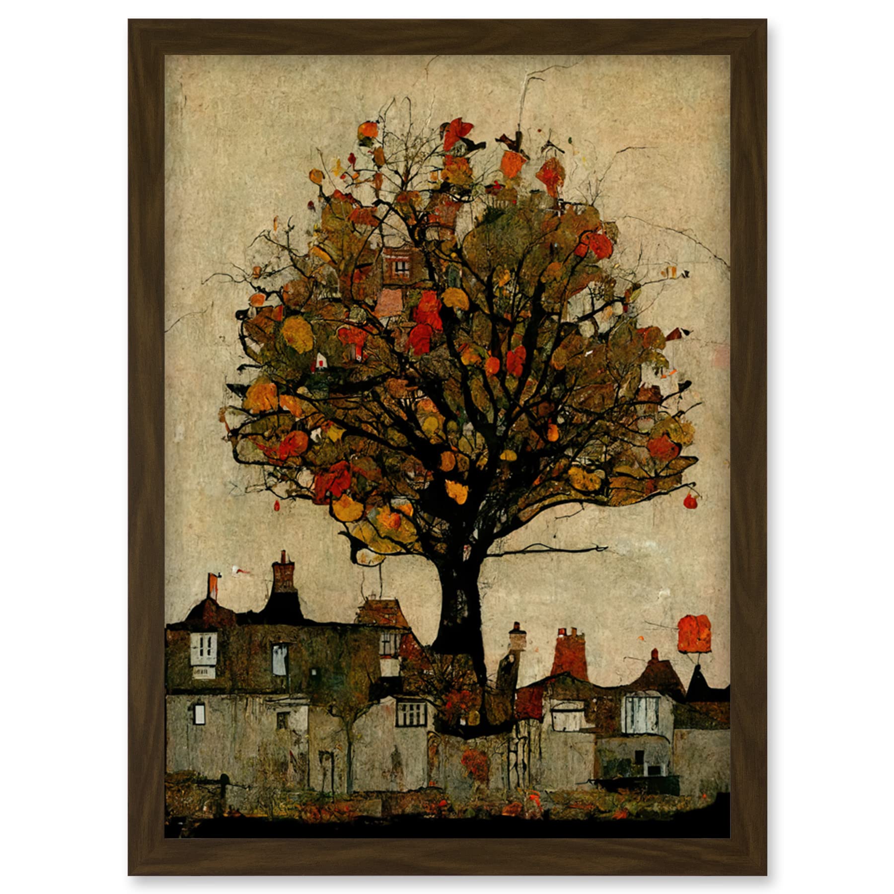 Doppelganger33 LTD Giant Untidy Quirky Street Tree Artwork Framed Wall Art Print A4