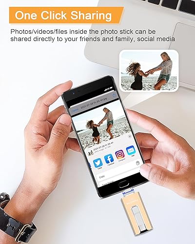 Miniatura 8 de GNASEET Unidad flash USB de 256 GB para teléfono y almohadilla, memoria USB externa de alta velocidad para guardar más fotos y videos (dorado, 256