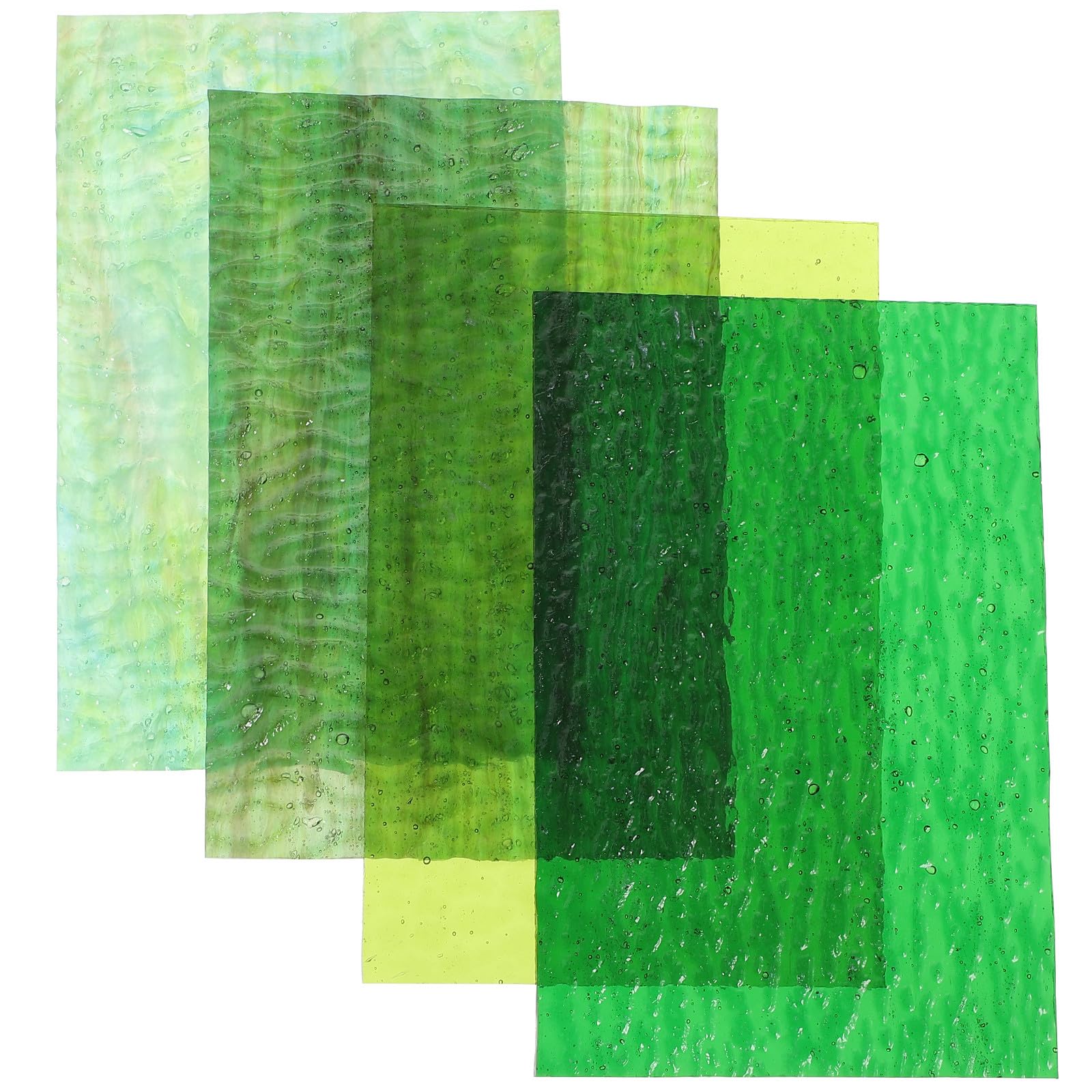4 Pezzi Lastre di Vetro per Mosaico Texture a Onde D'acqua, Materiale Vetro Colorato Facile da Incastonare per Decorazioni Artistiche Fai da Te