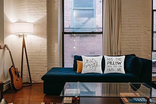 Miniatura 3 de Hug This Pillow Until You Can Hug Me Let's Snuggle - Funda de cojín reversible con temática romántica de amor para decoración del hogar, 18 x 18