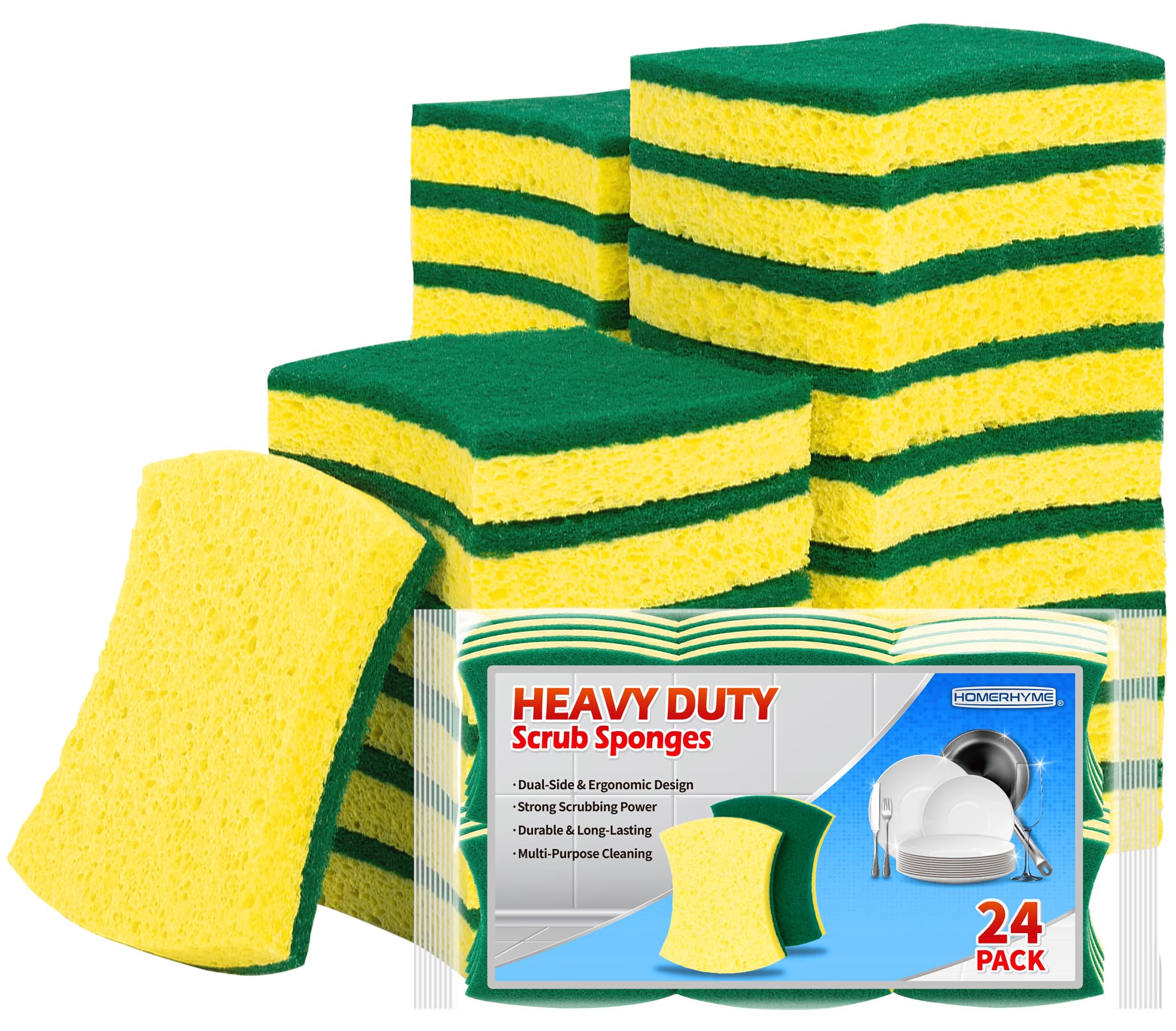 24 Pack Heavy Duty Washing Up Sponge, Commercial Grade Scrub Sponge, 15 X 10 Cm And 4 Cm Thickness - View #10