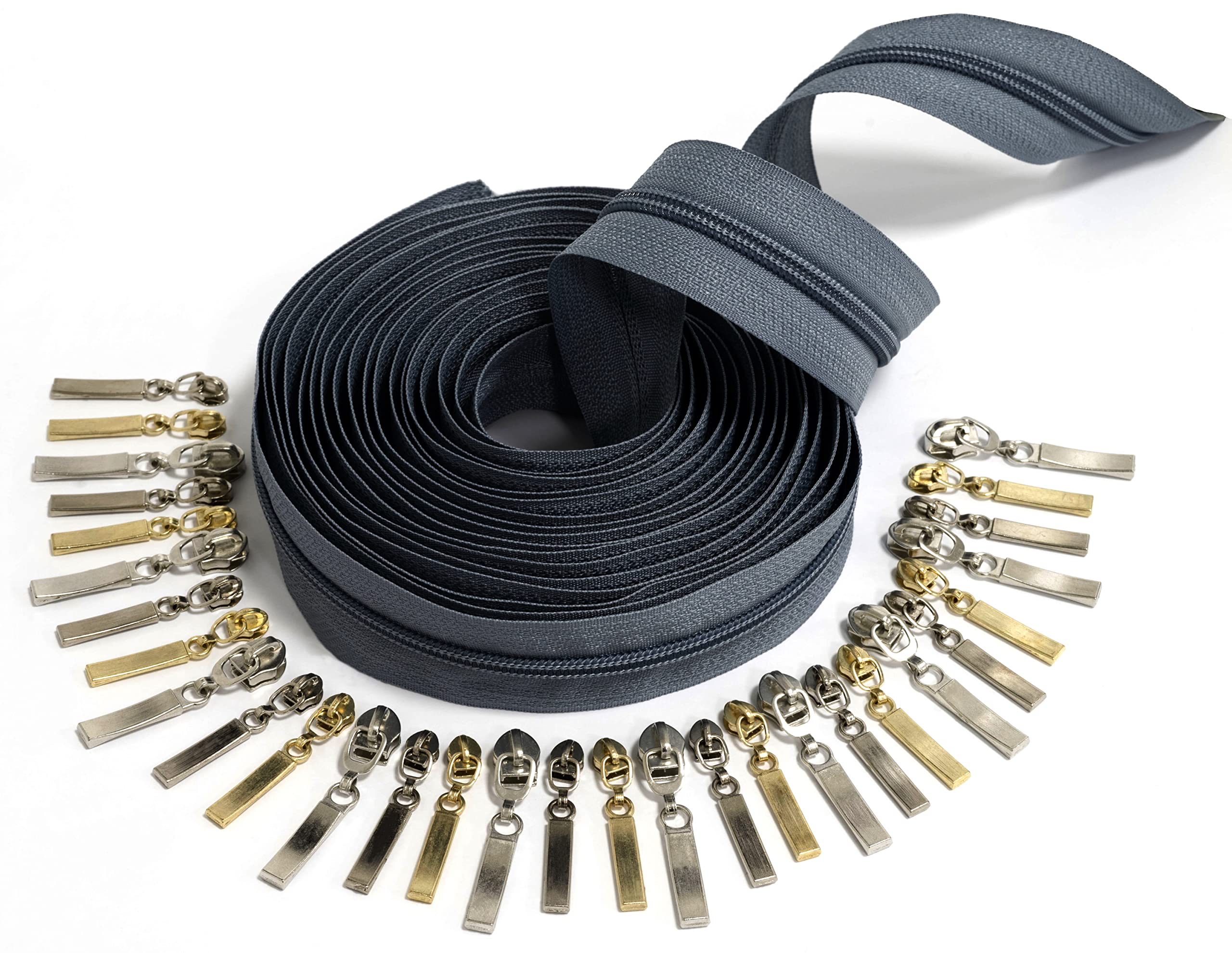 Curseurs Fermeture Éclair N°3 Non Verrouillables - Lot De 10 - Métal Argenté - Pour Fermetures Spirale Nylon
