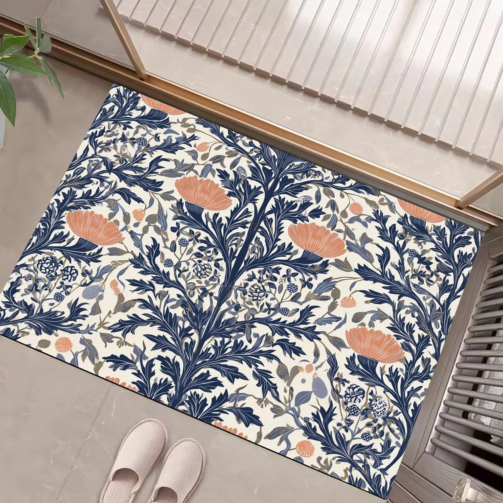 Paillasson Vignes Florales d'exception, tapis de sol écoresponsable haut de gamme