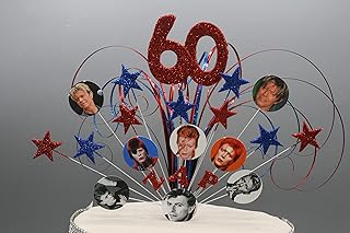 David Bowie Birthday Cake Topper Decoration Stars Hearts on Wires Birthday Glitter or Non Glitter Cake Spray 16th 18th 21st 30th 40th 50th 60th 70th any age any colours 007