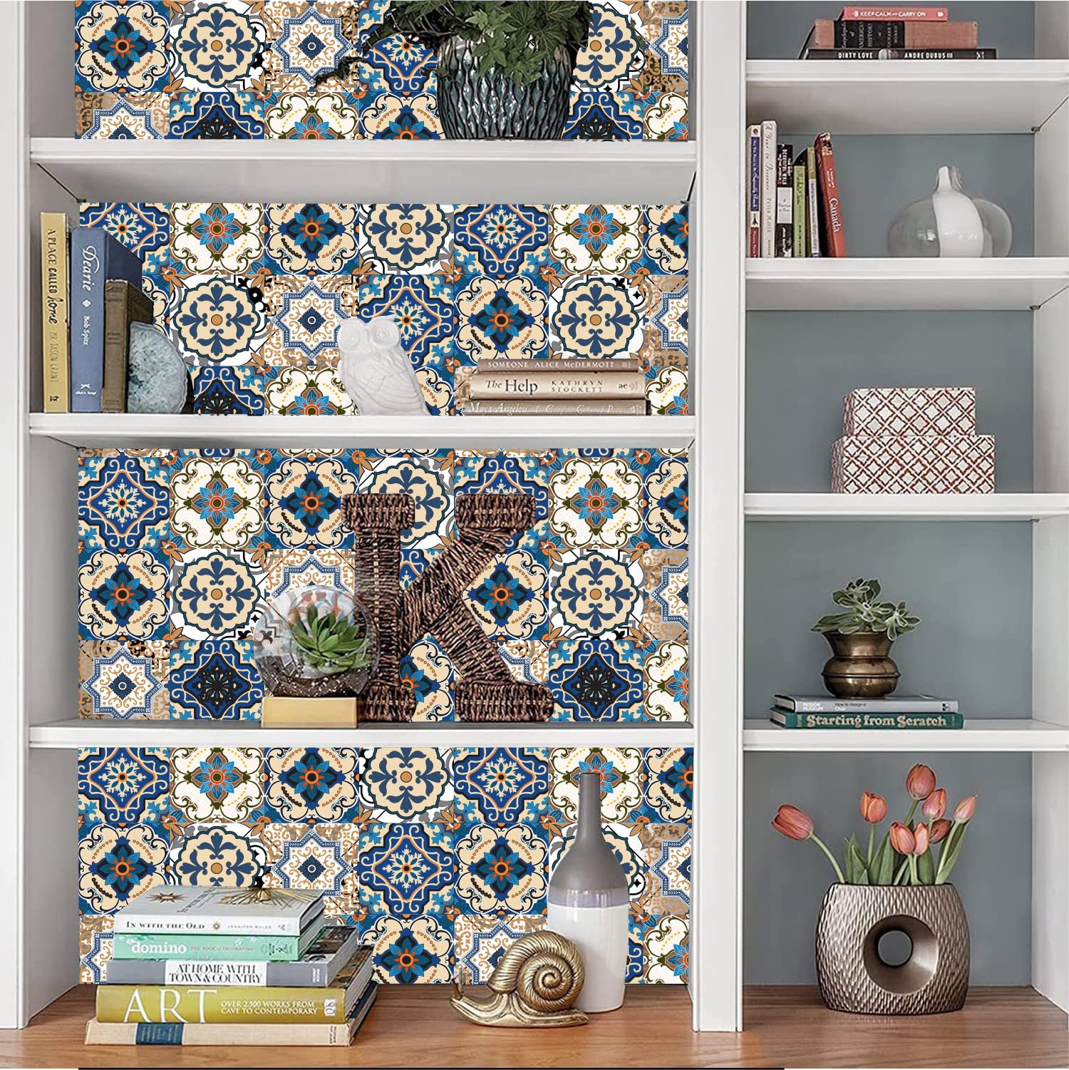 GRAPHIX DESIGN Moroccan Tile Stickers for Kitchen Backsplash Bathroom Floor Wood Glass Stick Home Decor Furniture (8x8 inch, styel 36 pic) 2