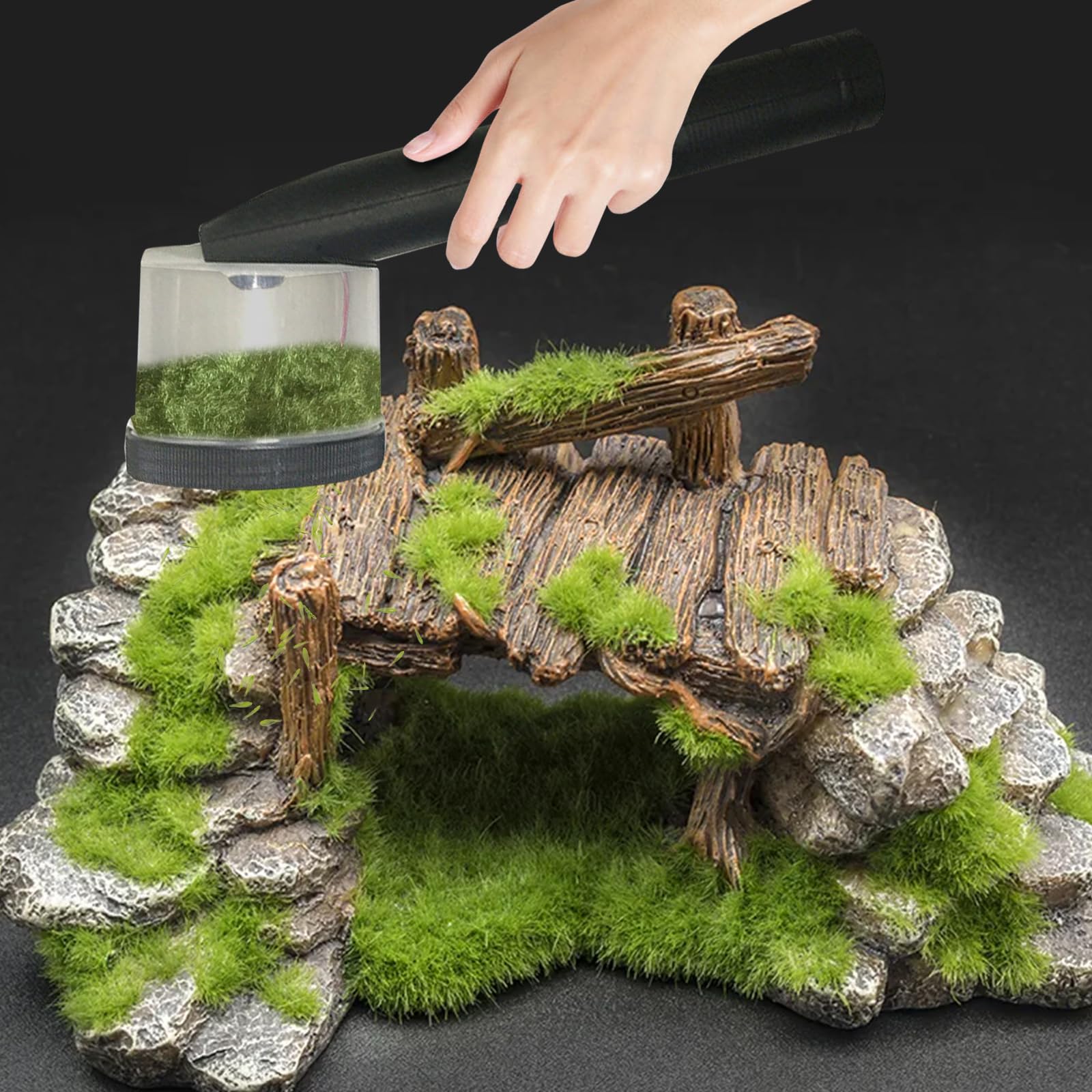 Static Grass Flocking Applicator, Handheld Mini Electrostatic Flocking Machine, Portable ABS Flocking Machine, Anti-Slip Handle for DIY Scenic Modelling Sand Table Miniatures Landscape Craft Tool