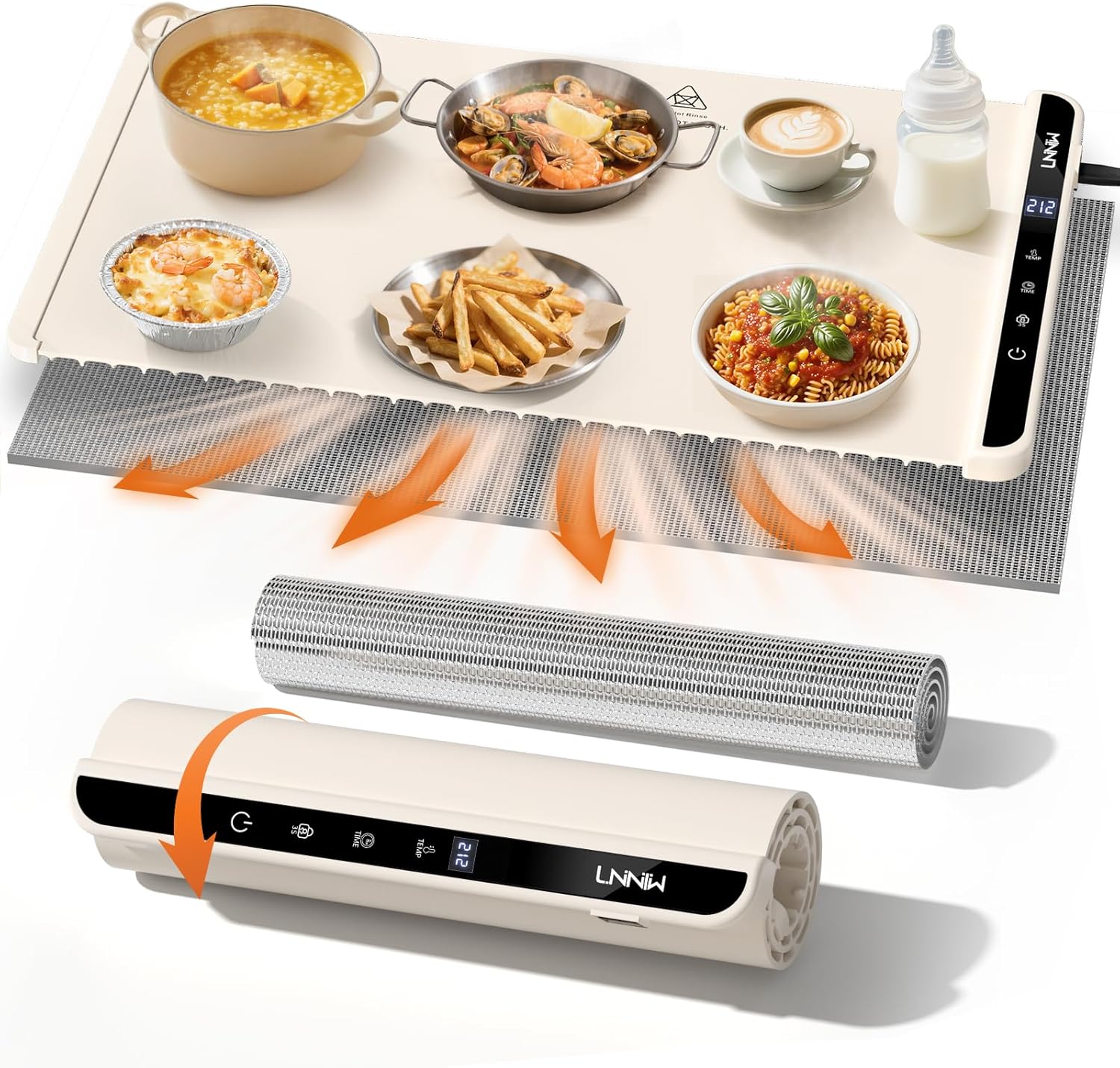 26x15 Inch Food Warming Mat - Electric Design with Heat-Resistant Pad, 6 Temp Modes, 6 Timer Options & Child Lock, Perfect for Family Gatherings & Everyday Meals