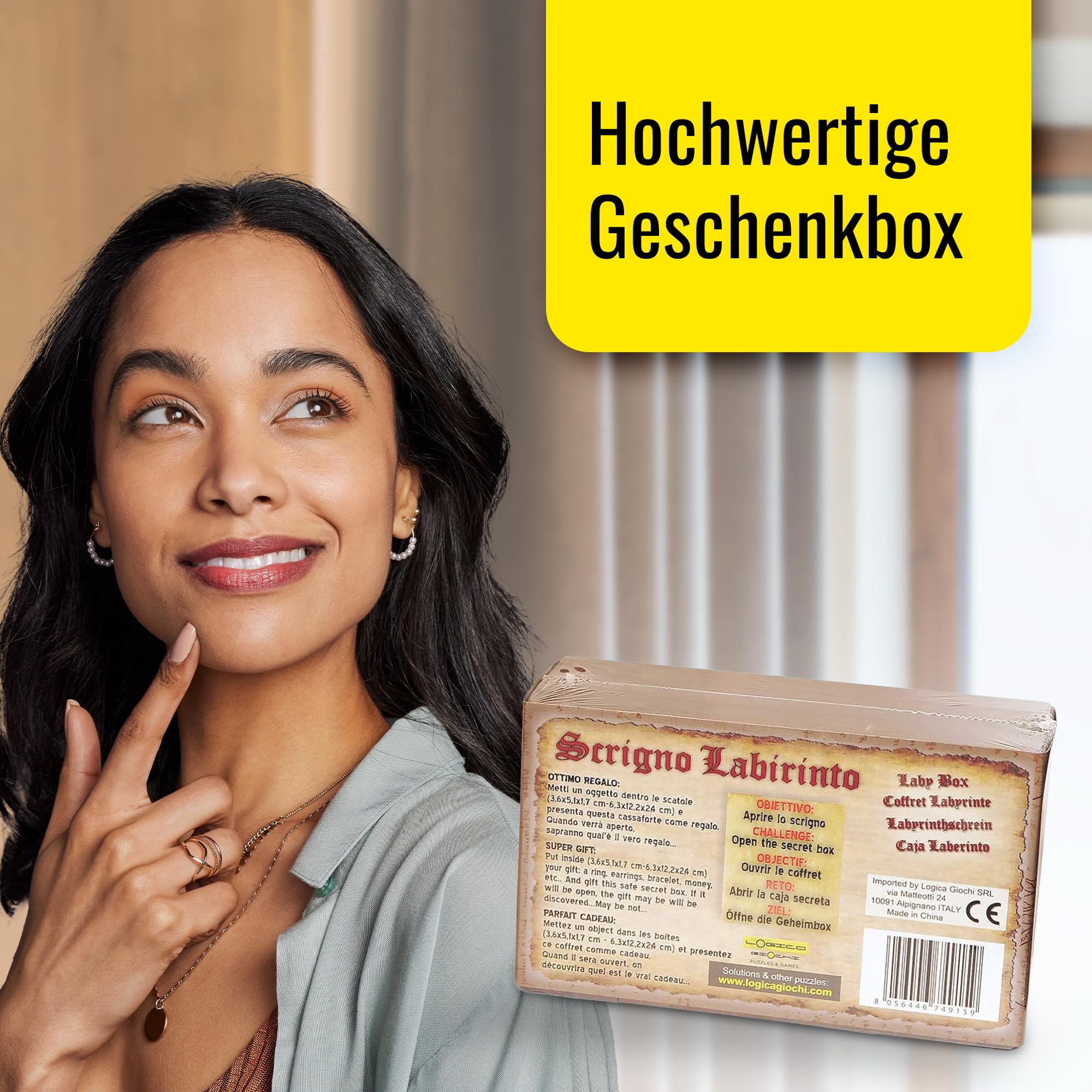 Logica Spiele Art. Labyrinth Puzzle Box - Geheimschachtel - Schwierigkeit 5/6 Unglaublich - Geschenkbox - Denkspiel aus Holz - Knobelspiel - Geduldspiel - Leonardo da Vinci Kollektion