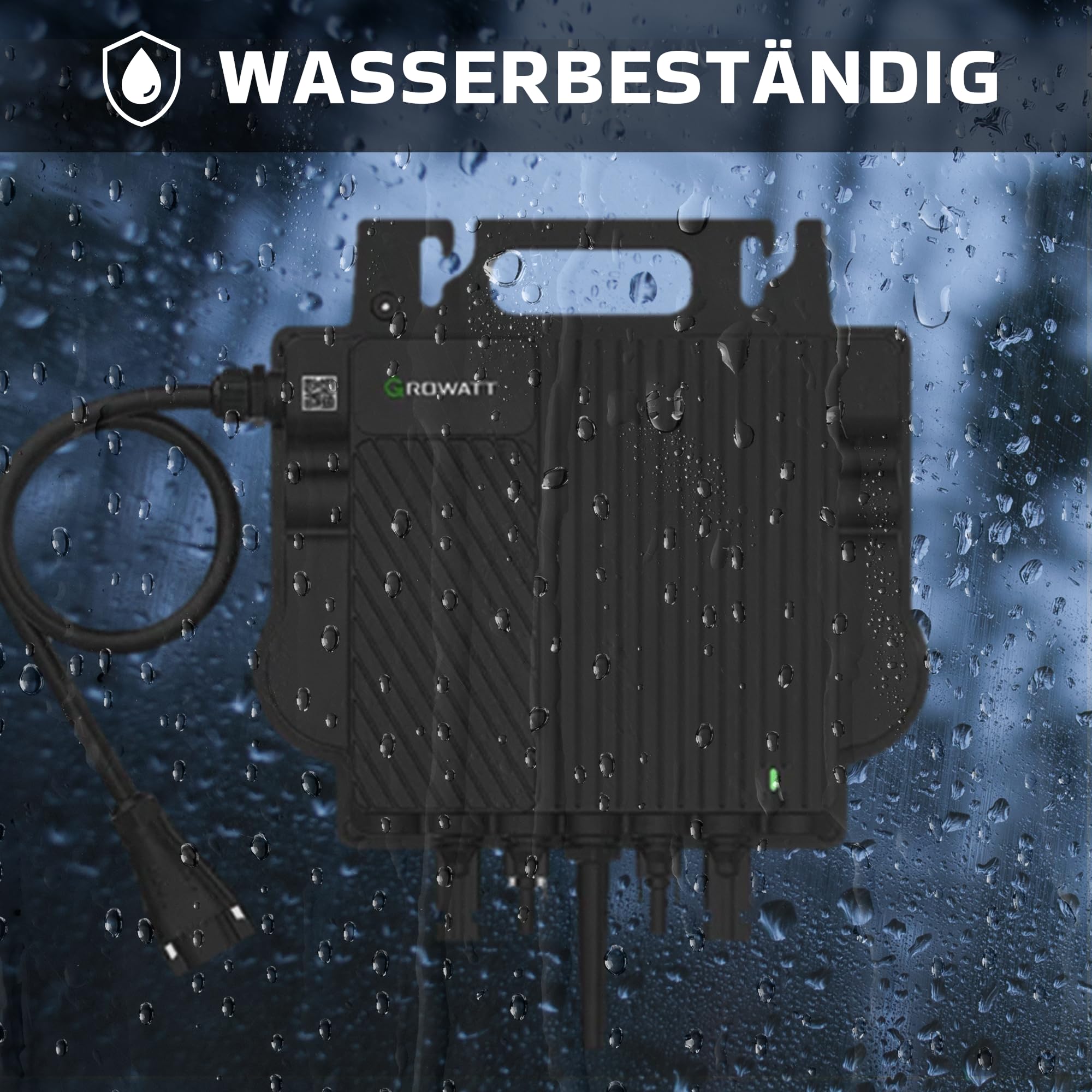 GROWATT Mikro-Wechselrichter 800 W NEO‑800M‑X für Balkonkraftwerk, IP67 wetterfest, Plug&Play Installation, 2 MPPT, WiFi Bluetooth, inkl.5m Anschlusskabel und 4x1m Solarkabel