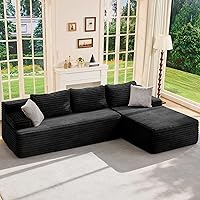 Vista 14 de Sofá modular en forma de L, de 3 asientos, espuma viscoelástica, para sala de estar, sofá estilo nube con diván, de gran tamaño, blanco, cuadros