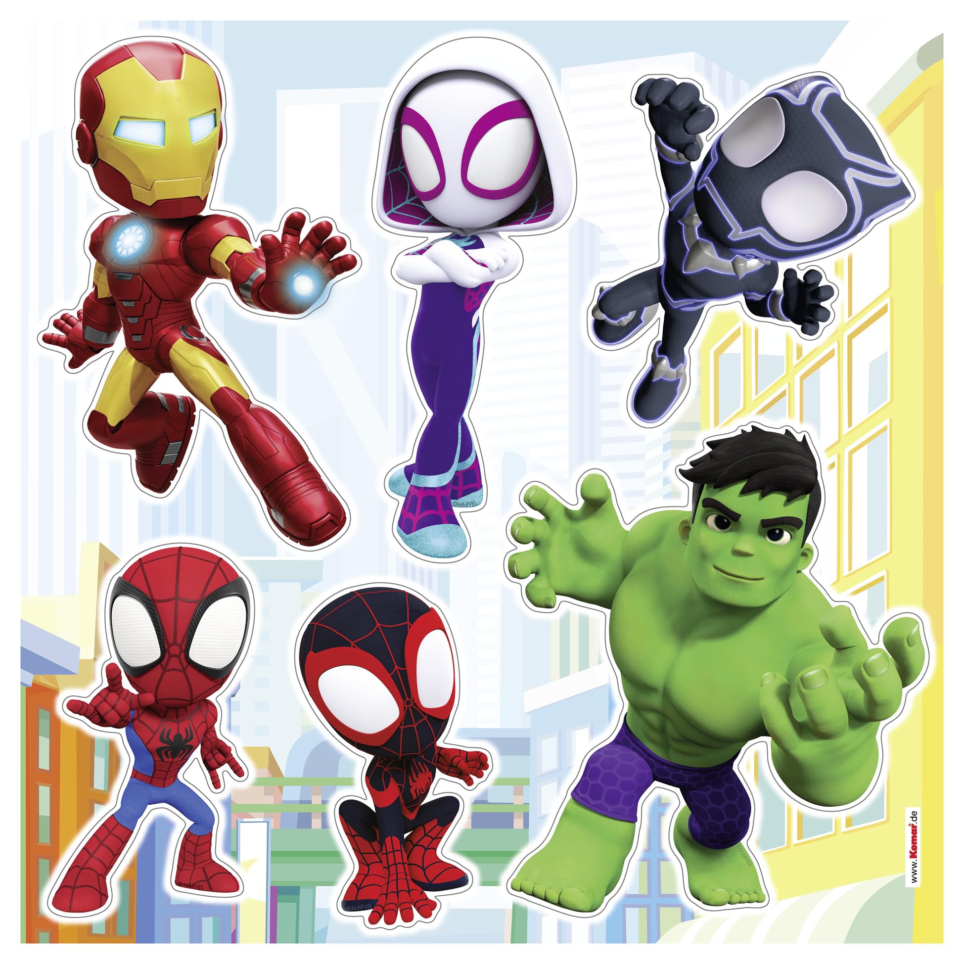 Spidey and His Amazing Friends on Adventures - Wandsticker, Wandtattoo, Wandaufkleber, Marvel - Größe 33x33 cm - selbstklebend