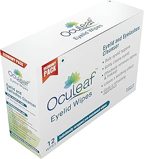 Oculeaf Eyelid Wipes -Natural Tea Tree Oil, For Daily Eyelid & Eyelashes Hygiene, Itchy-Irritated- Digital Eye Strain-Makeup Remover Any Time -12 Wipes