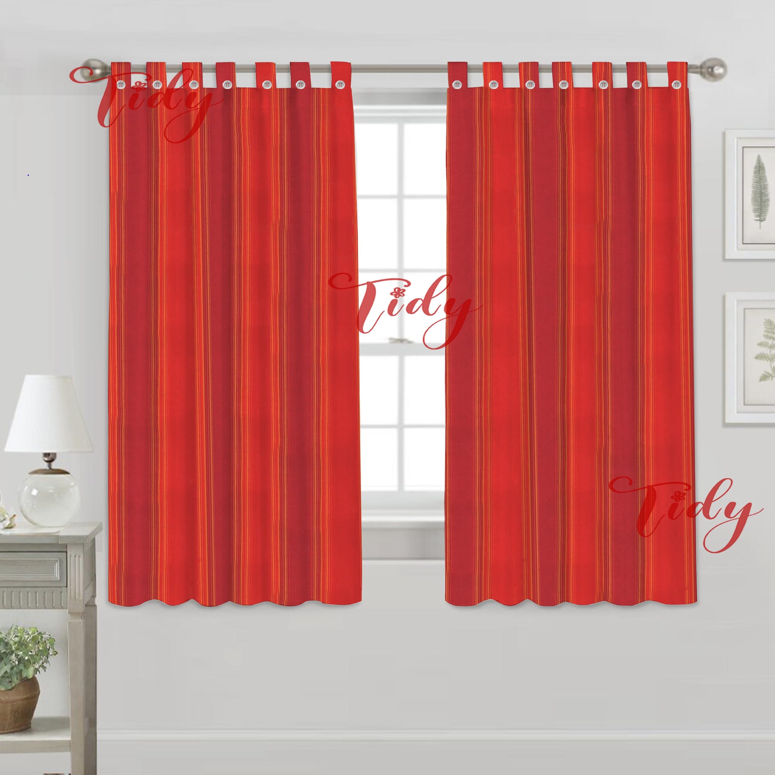 Tidy Cotton Room Darkening Striped Pattern Loop Curtain - Set of 2 Pieces (Color: Maroon with Red, Size: 5 Feet Length x 4 Feet Width) (B0CG4KQHG4) Amazon Price History, Amazon Price Tracker
