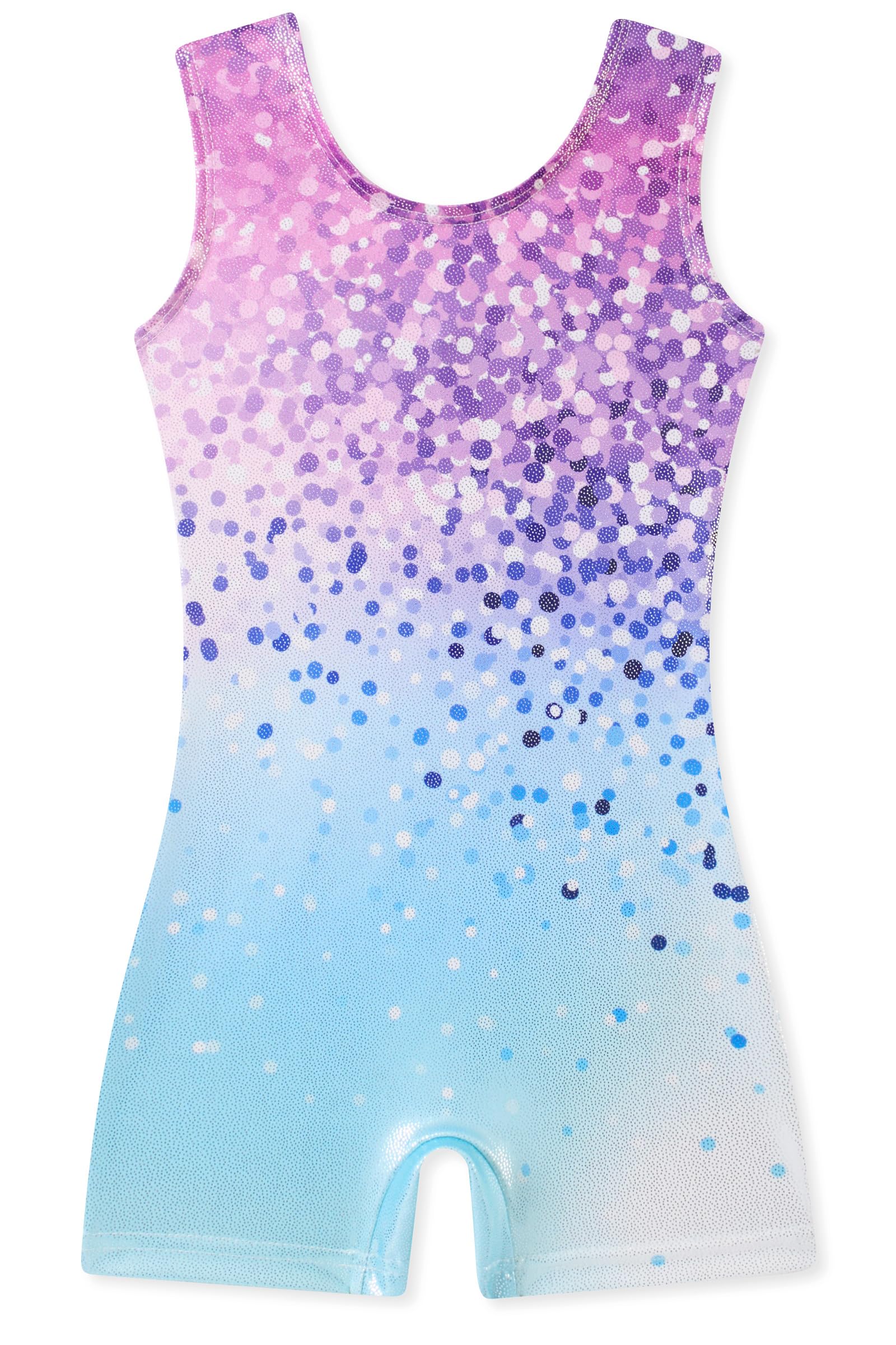ACOCOPY Girls Leotards for Gymnastics Sparkly Biketards Unitard with Shorts Quick Dry Dance Outfits 4-9 Years — view 11