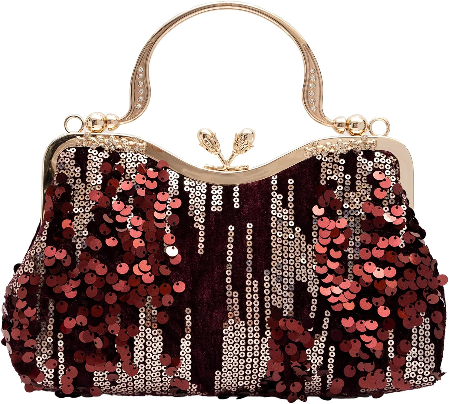 Vintage sequined velvet evening bag flower hardware handbag suitable for banquet wedding party formal occasions
