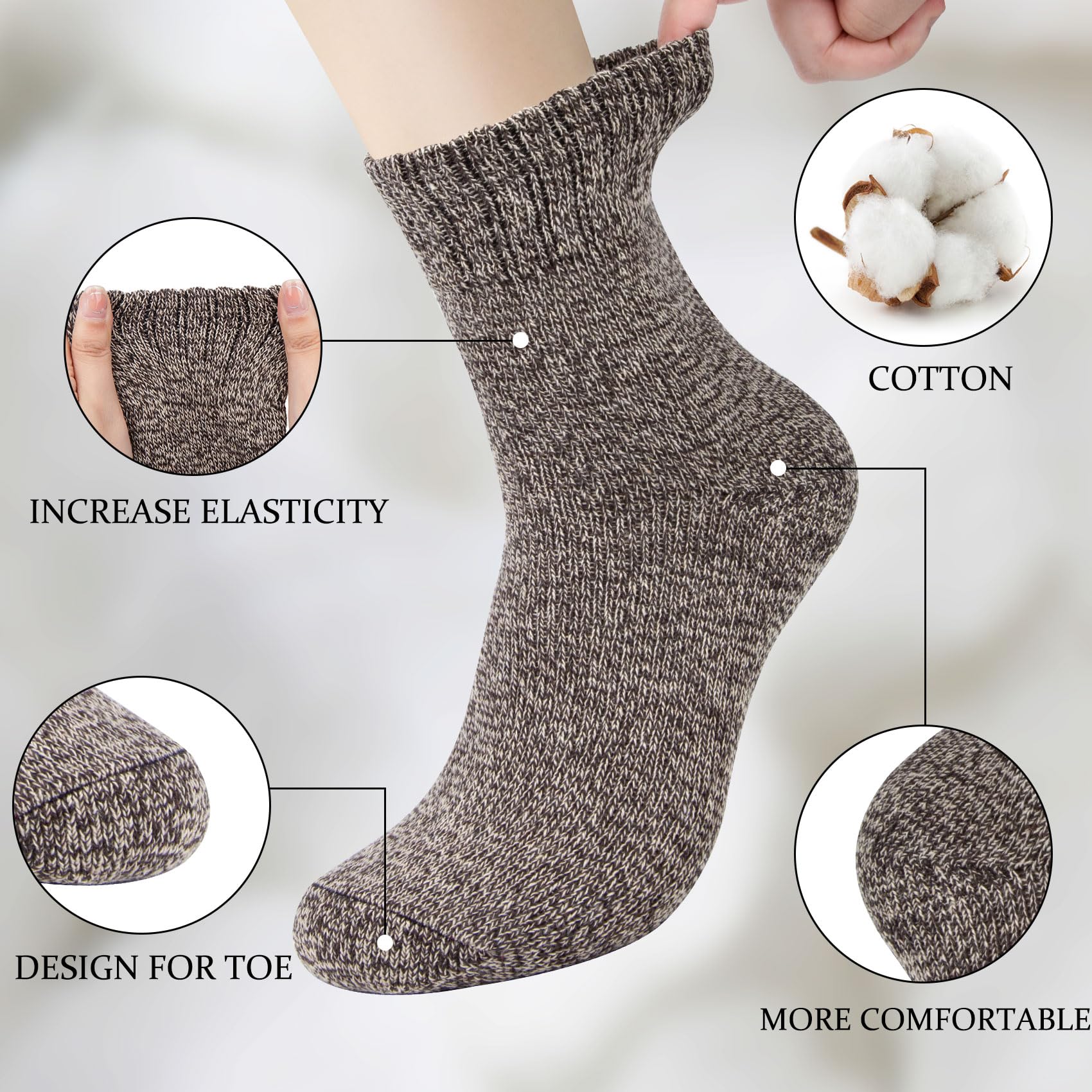 Chalier Finery 5 Paia Calze Invernali di Lana da Donna, Calzini Termiche Spesse da Donna, Morbidi ed Elastici, Regalo di Natale per il Compleanno da Donna