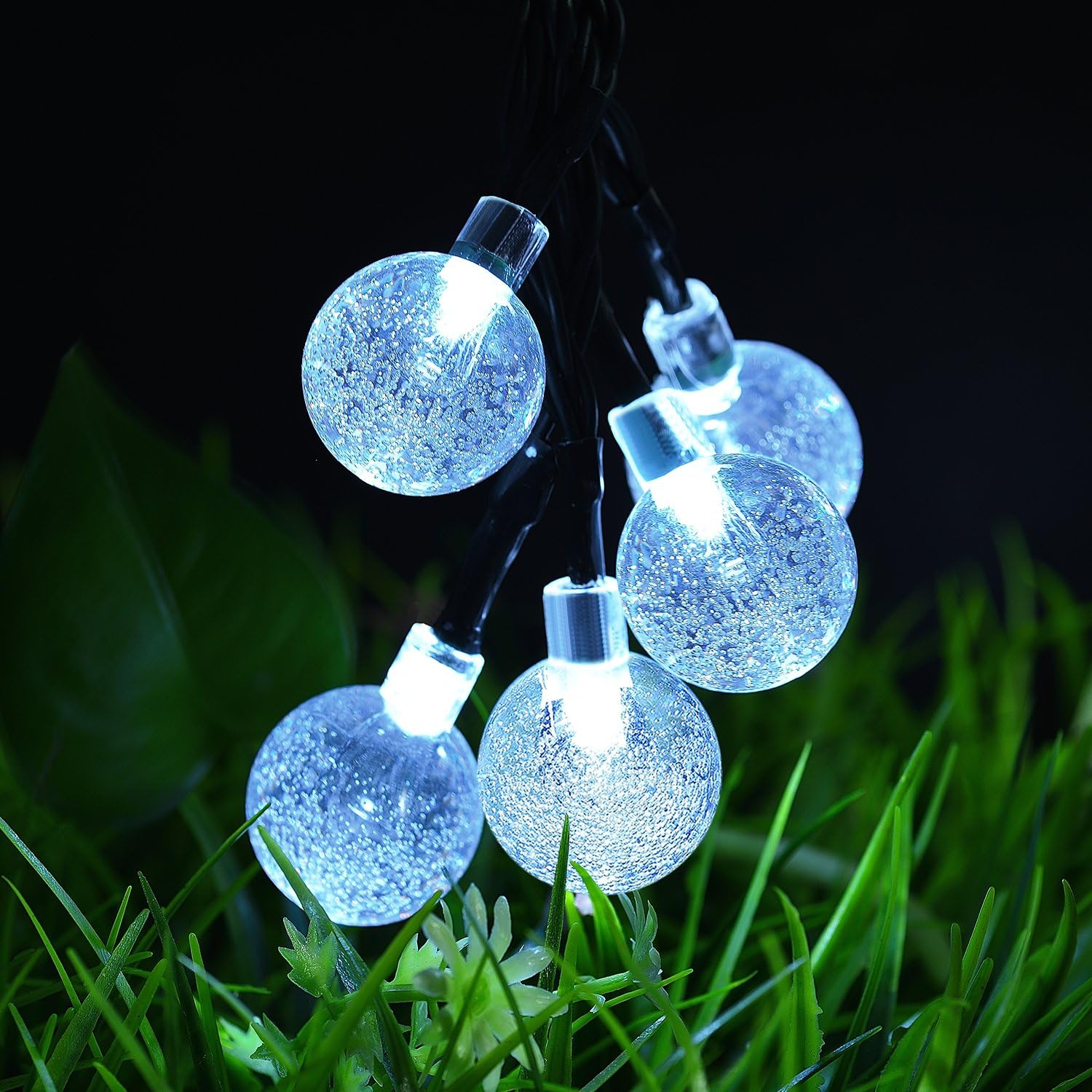 Huwaimi Solar Garden String Lights, 21FT 8 Modes 30 LED Waterproof Solar Outdoor Globe Fairy Decorative Light for Bedroom, Lawn, Patio, Party, Wedding