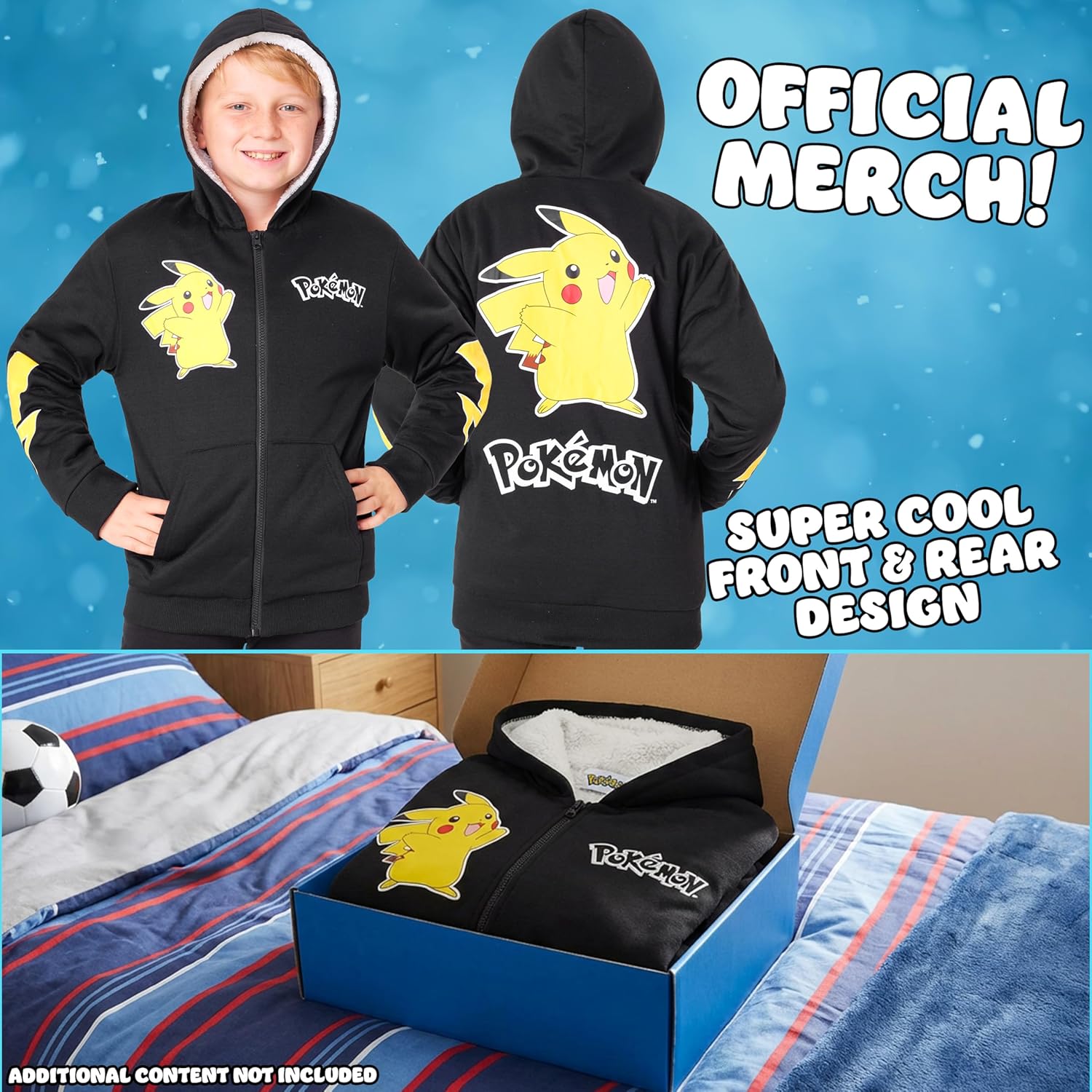 Pokemon Sherpa Fleece Hoodie for Boys, Teens, Ages 7-14, Hooded Zip-Up Sweatshirt, Warm Hoodies, Anime Gifts for Boys - Image 5