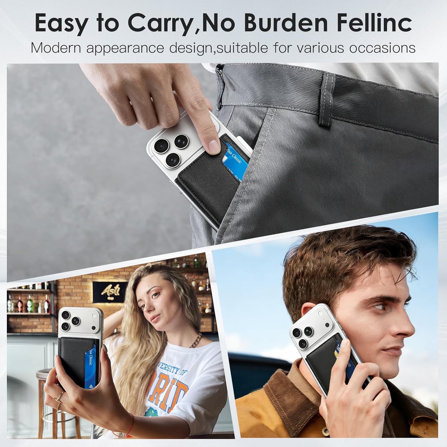 for Magsafe Wallet with Find My,6 Cards Holder,RFID Blocking,Strongest Magnetic Wallet for iPhone 17/16/15/14/13/12 Series,Not for 13/12 Mini,Leather magnetic card holder with Finder Tracker,Black