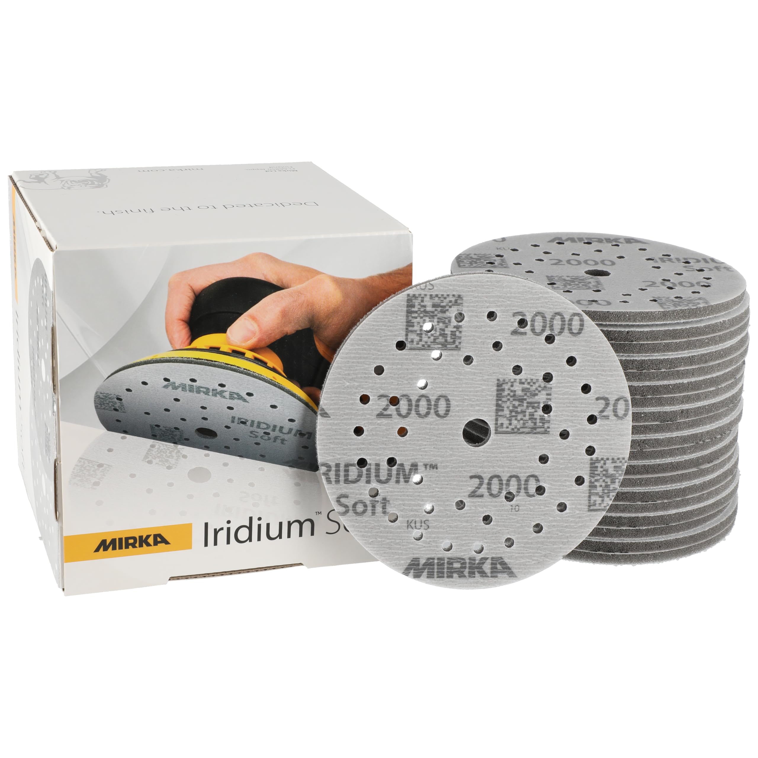 Mirka Dischi abrasivi Iridium Soft Ø 125 mm/grana P2000 / a strappo Multifit / 20 pezzi/abrasivo a base di schiuma per levigatura a secco di precisione, levigatura di vernici trasparenti, finitura