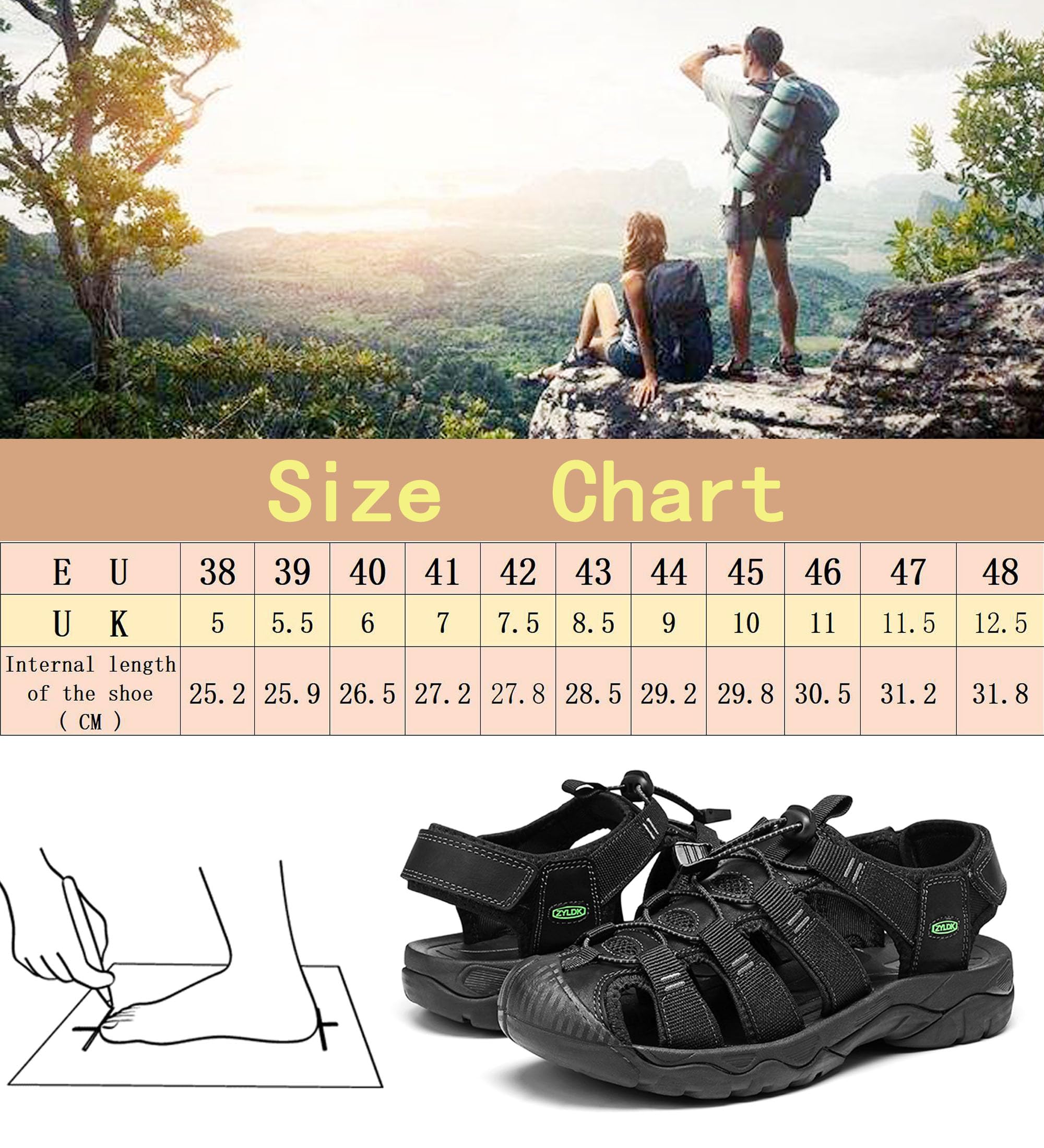 Uomo Sandali Estivi Esterni PelleTraspirante Sandali Sportivi Scarpe da Trekking Passeggiata Casual