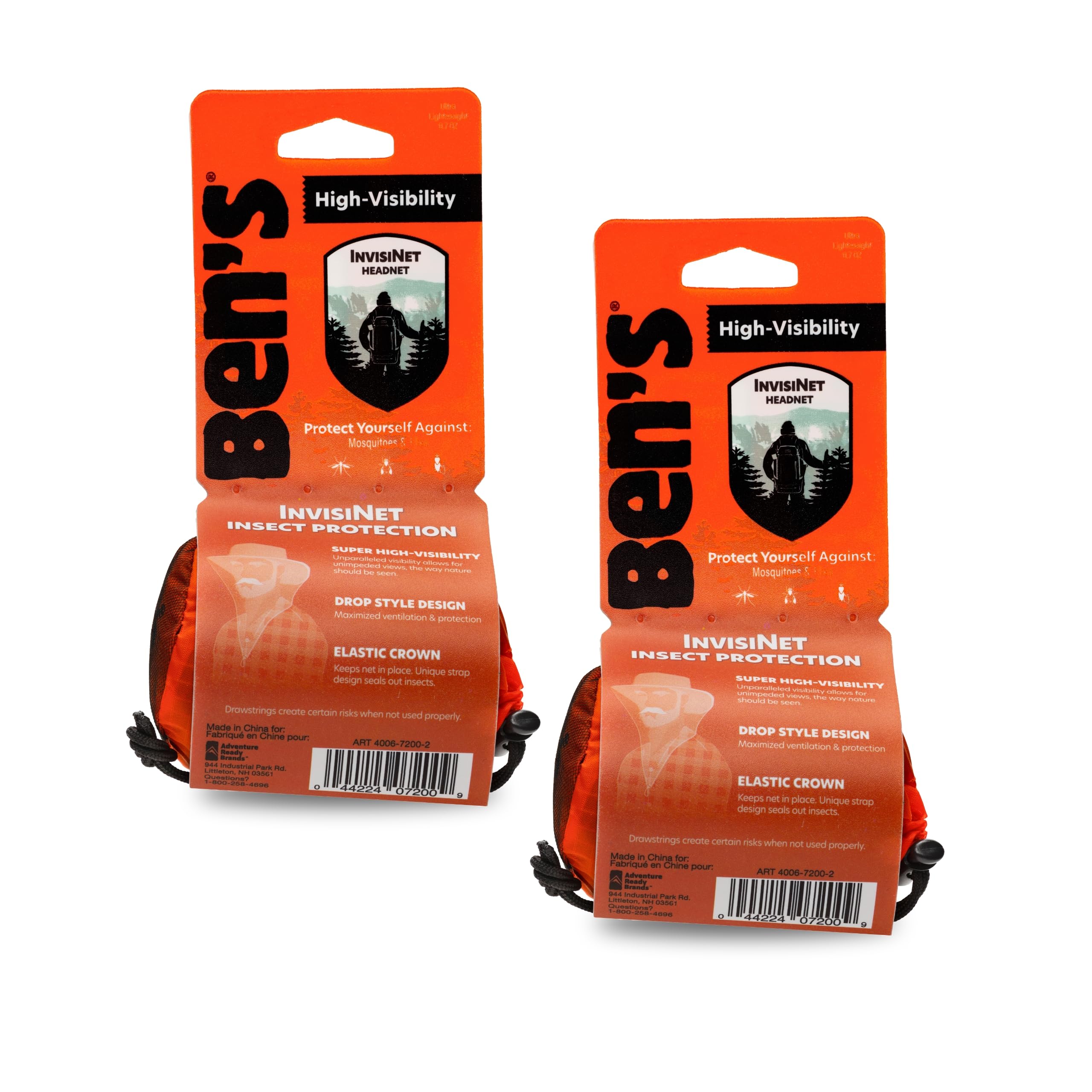 Ben's InvisiNet Head Net, High-Visibility Mesh, Pack of 2