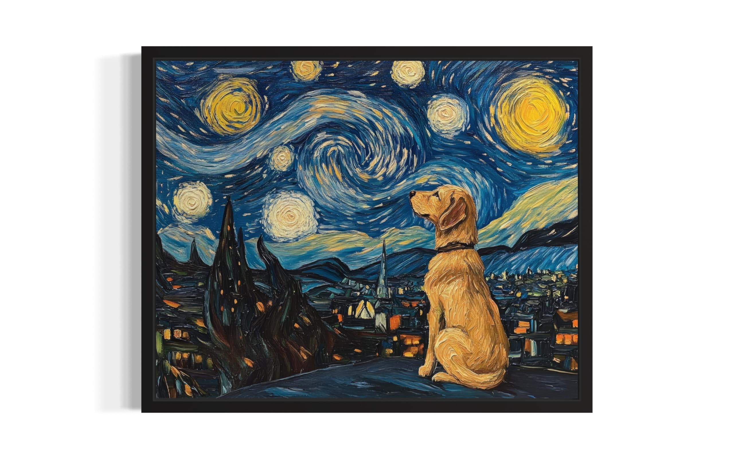 Dog Art Print Poster, Animal Van Gogh Starry Night Nature Theme Wall art Painting Decor, Art Home Artwork For Bedroom, Bathroom Living Room 79 (Dog, 8