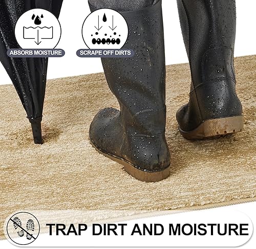 Miniatura 4 de Tapete para puerta delantera, antideslizante, con parte trasera de goma, súper-absorbente, tapetes mágicos atrapa nieve y barro, tapete