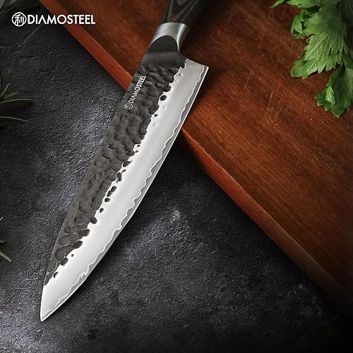 Miniatura 5 de Cuchillo de chef  Cuchillo de cocina profesional de 8 pulgadas  Hoja de óxido negro martillado japonés 9CR18MOV de acero inoxidable de alto carbono