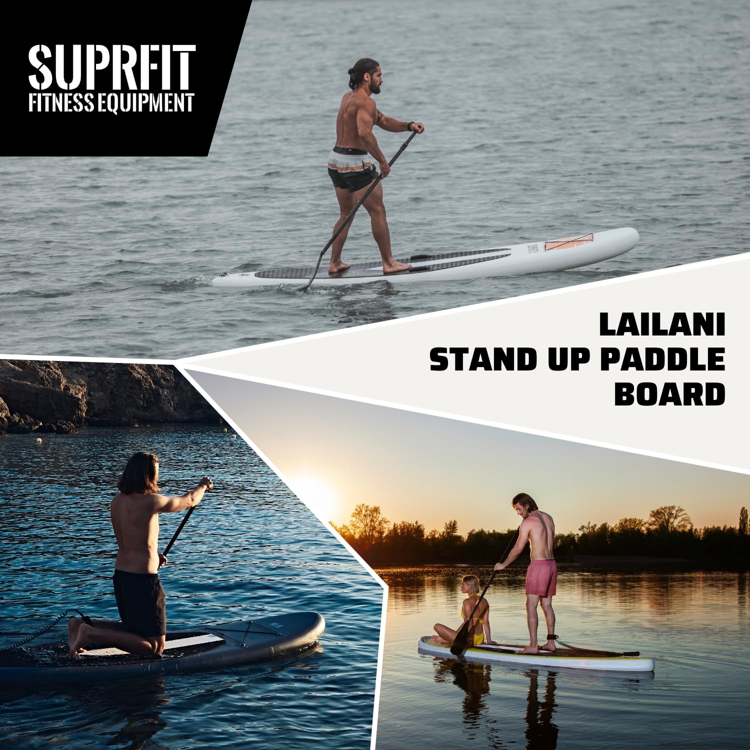 SUPRFIT Tabla de paddling Stand Up Surfit como juego completo inflable, tabla de remo con doble capa de PVC, paddle stand-up, tabla de paddle Stand Up hasta un máximo de 150 kg