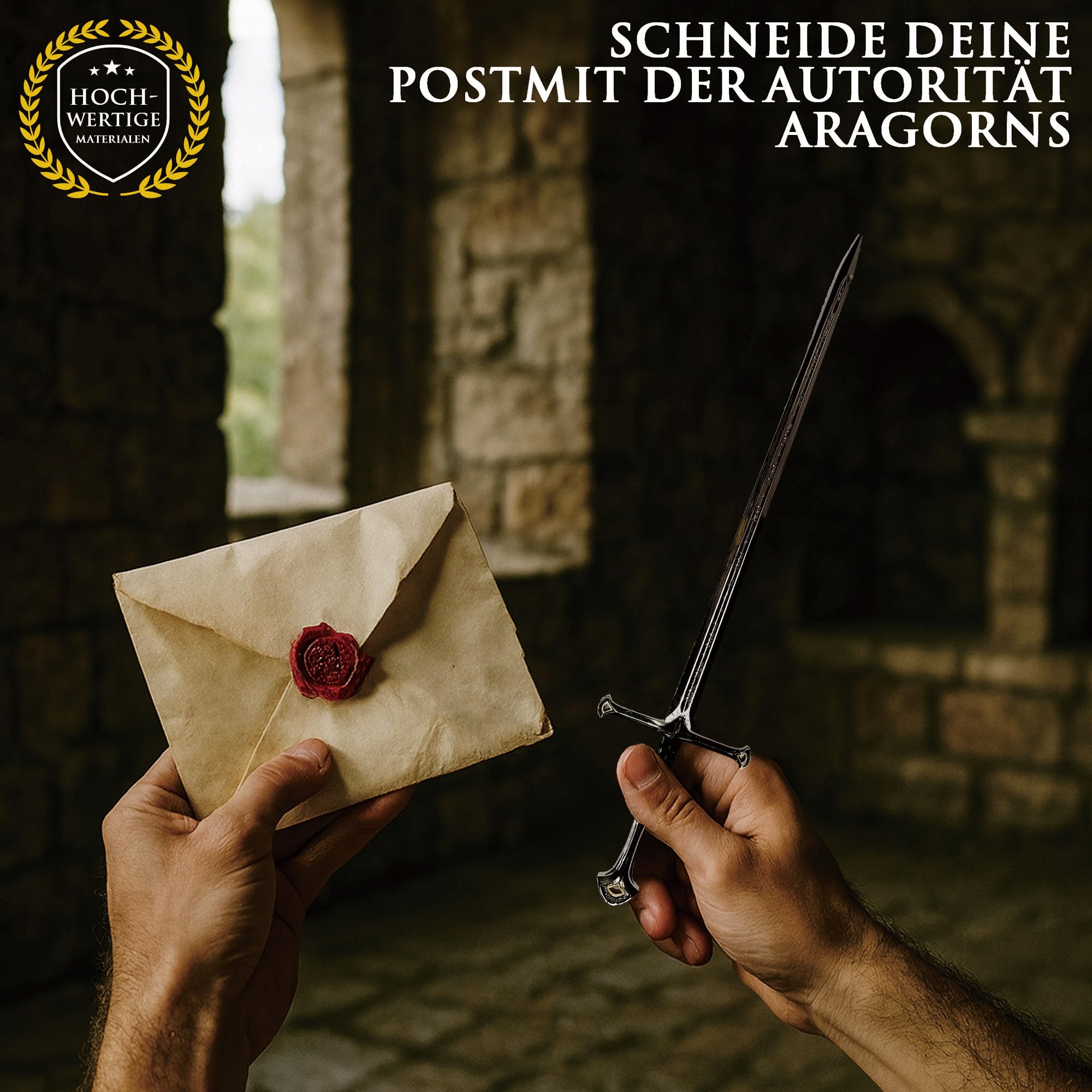 Herr der Ringe Anduril Schwert Brieföffner 30cm Metall Scheide Aragorns Flamme des Westens