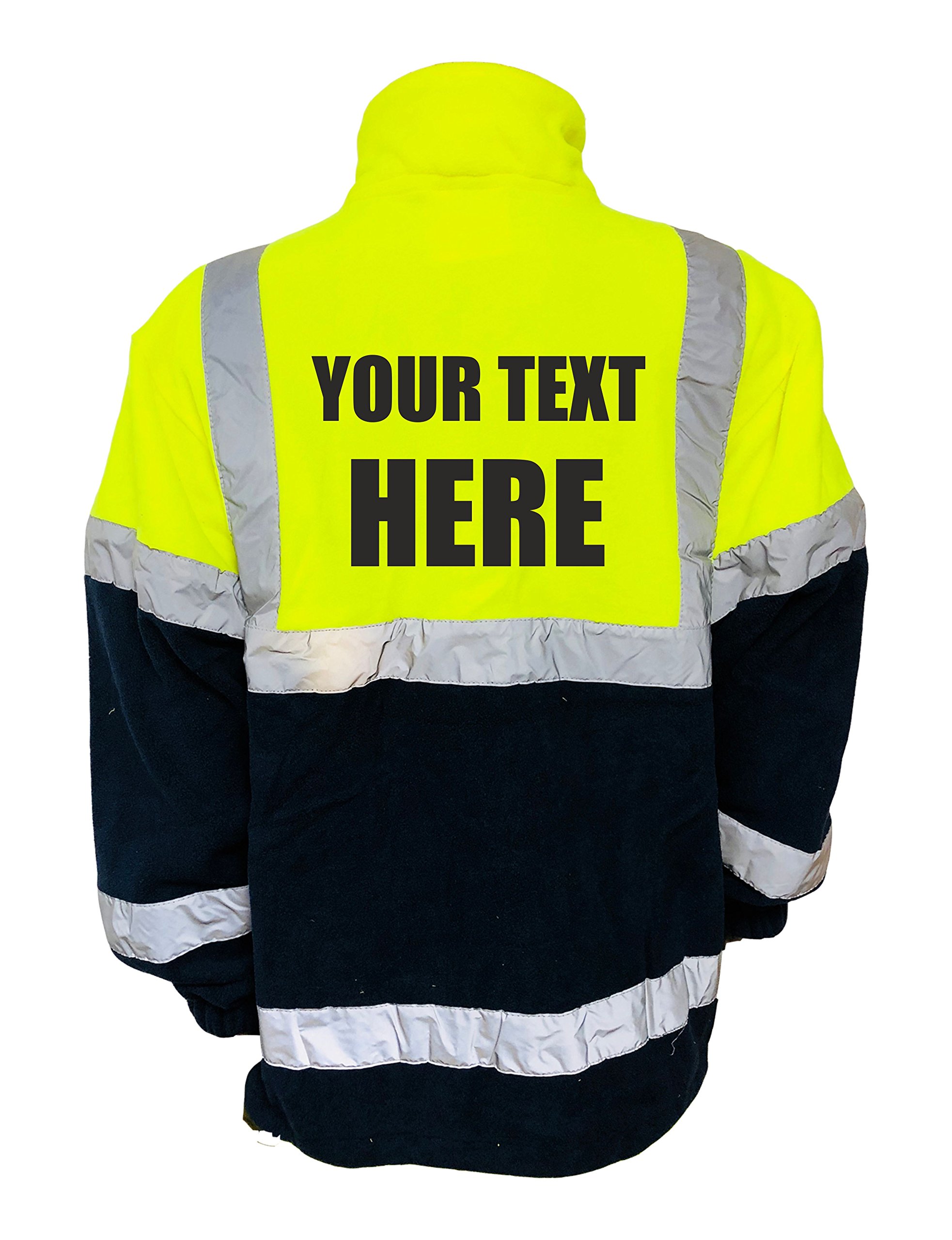 Personalised Custom Printed Yellow & Navy Hi Vis Fleece Jacket, High Visibility, By Brook Hi Vis, XXXLarge
