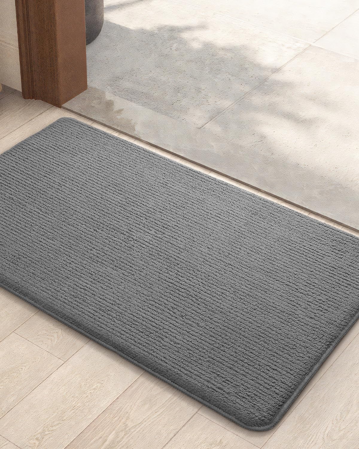 Color G Felpudo de Entrada, Alfombra Absorbente Entrada Impermeable y Lavable para Atrapar, Alfombrilla Antideslizante, Pasillo, Cocina, Dormitorio, 44 x 75 cm, Gris