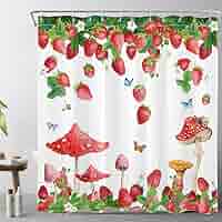 MEUNEAR Duschvorhang Frosch Pilz Design – Salbeigrün, 152 X 184 Cm, Wasserdicht, Mit Haken, Country-Floral-Stil