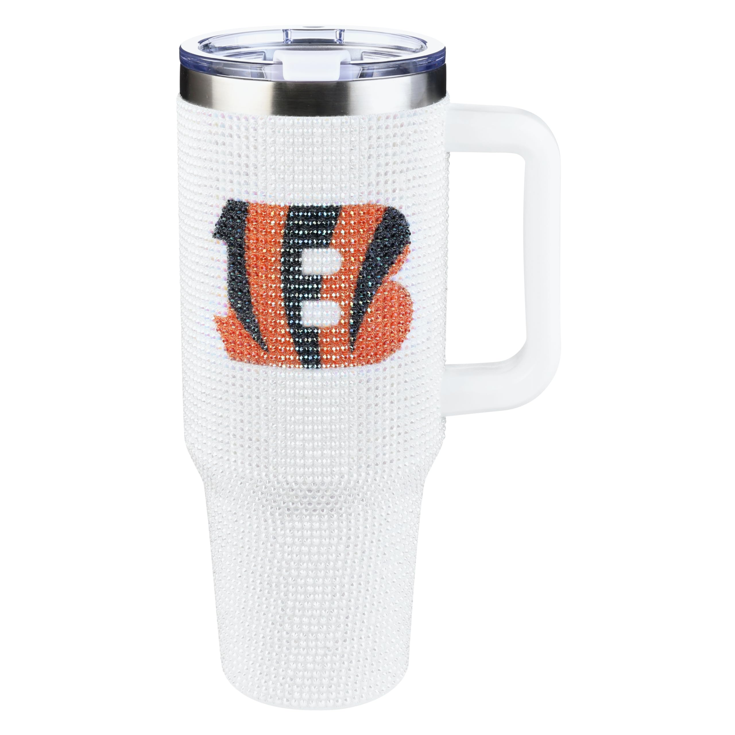 The Memory Company Officially Licensed 40oz White Bling Game Day Tumbler, Cincinnati Bengals