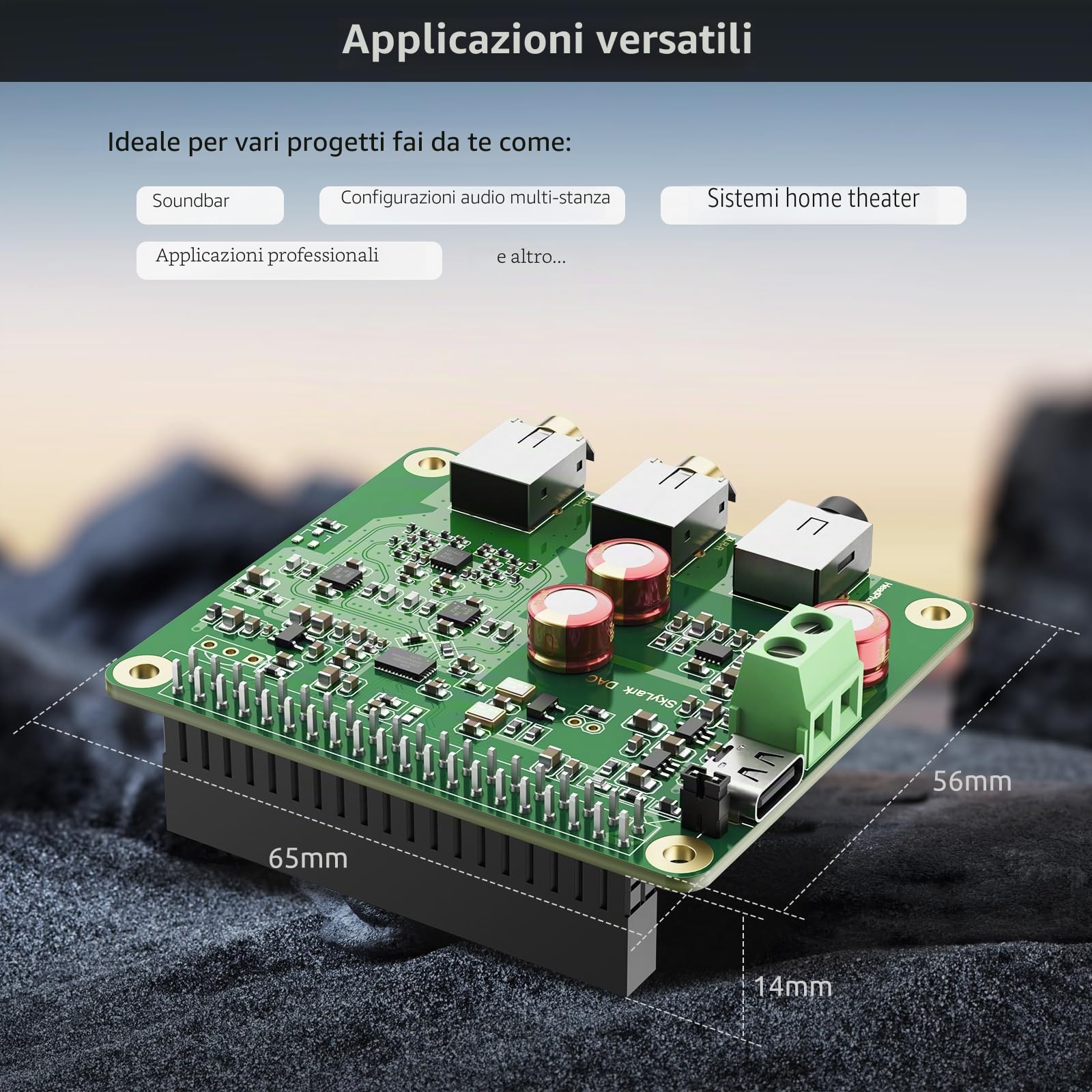 InnoMaker HiFi DAC Pro Hat con Chip ES9038Q2M per Raspberry Pi 5/4/3B+/3B/Zero - Scheda Audio Alta Risoluzione 384KHz/32bit & DSD512, Convertitore DAC per Volumio, Moode, Uscita Cuffie e Bilanciata