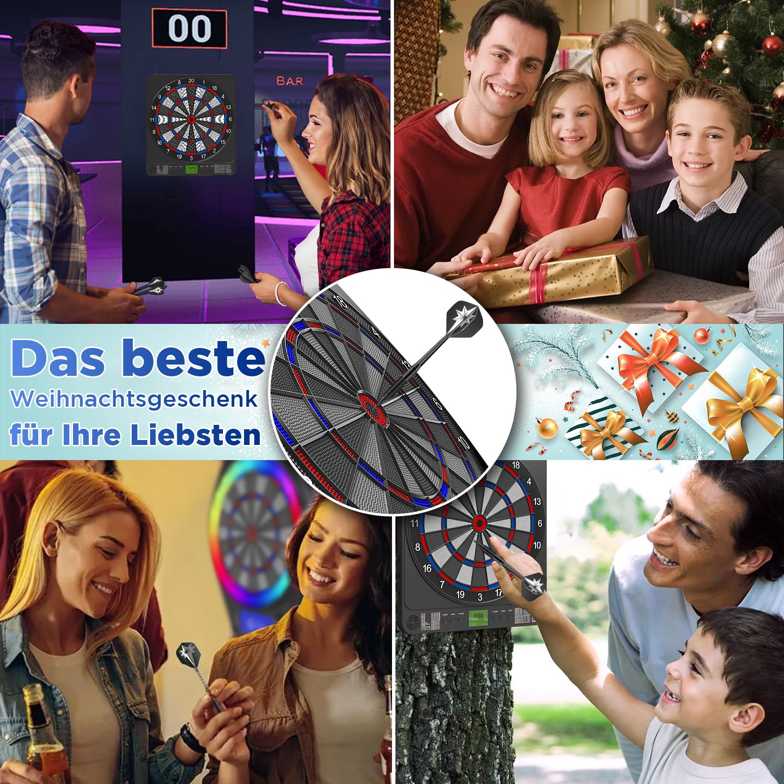 Elektronische Dartscheibe I E-Dartboard für Erwachsene I 12 Dartpfeilen & Ersatzspitzen I Geeignet für Partys und Spieleabende