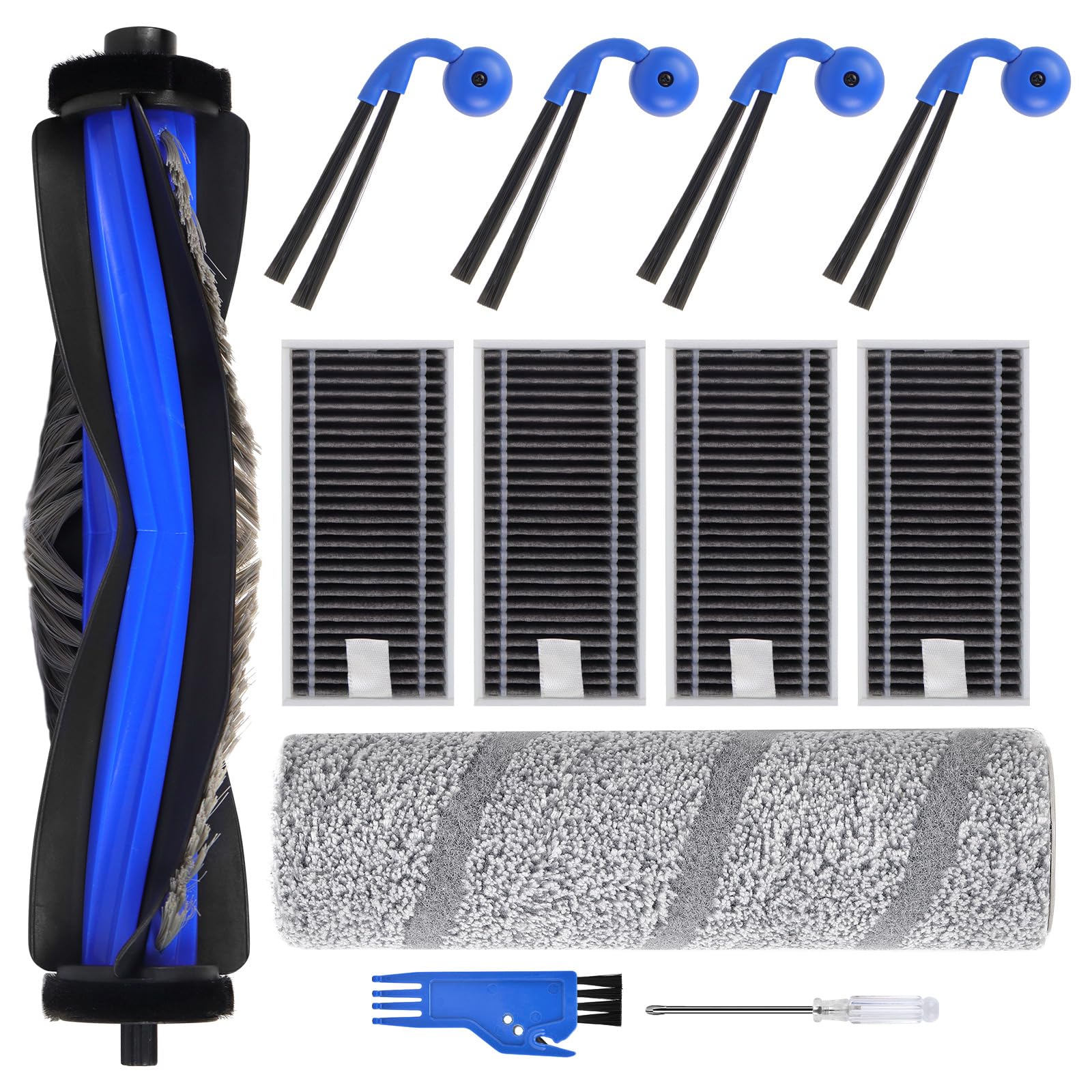 X11 Zubehör für ECOVACS X11 OMNICYCLONE / X11 PRO Omni / X9 Pro / T80S Omni Staubsauger,1 Hauptbürste,1 Rolle Wischtücher,4 Seitenbürsten,4 HEPA-Filter,1 Reinigungswerkzeug