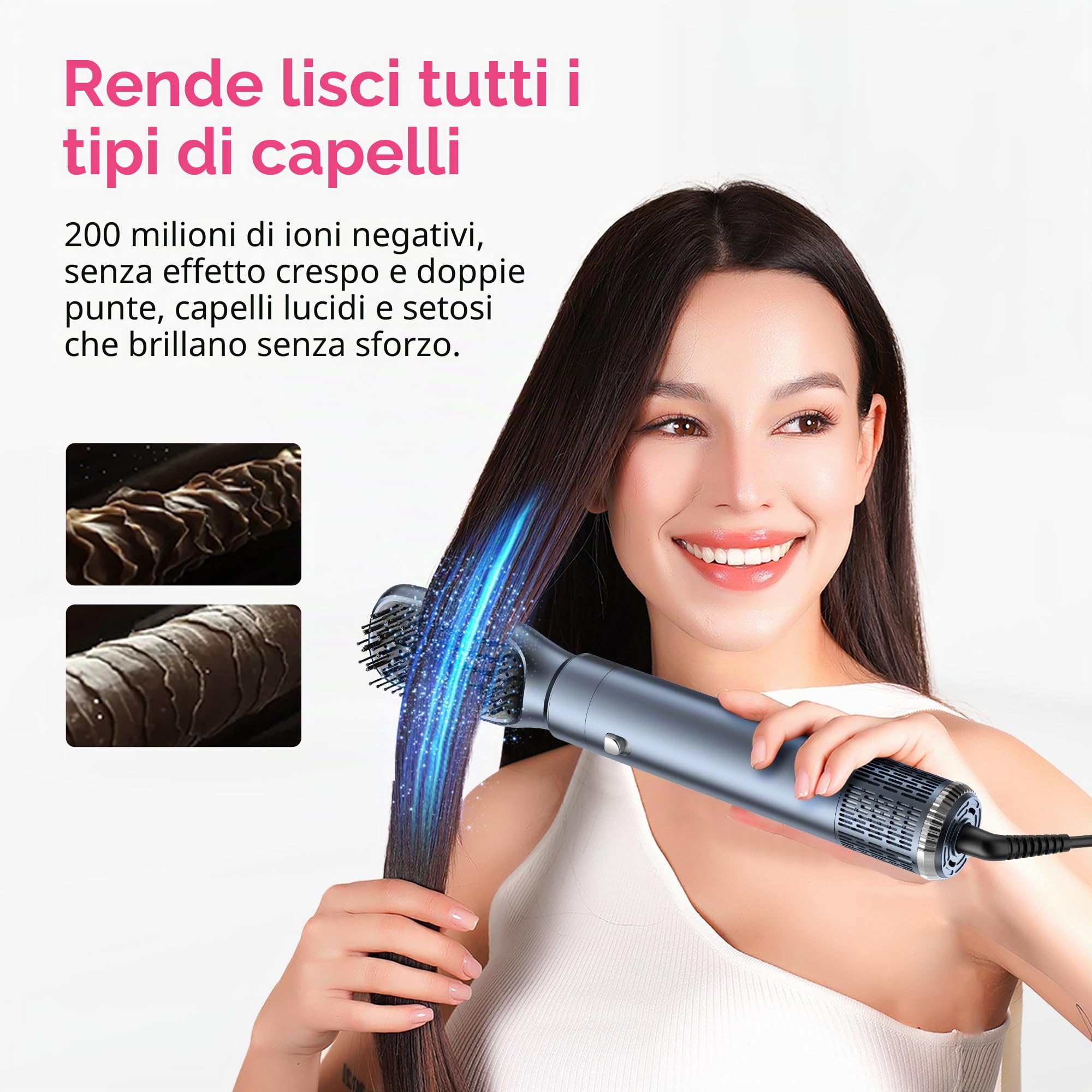 Pro air styler 6 in 1 Hair Styler & Spazzola Asciugacapelli, phon arricciacapelli ad aria, asciugacapelli spazzolas, spazzola aria calda, spazzola phon per capelli, senza danni da calore