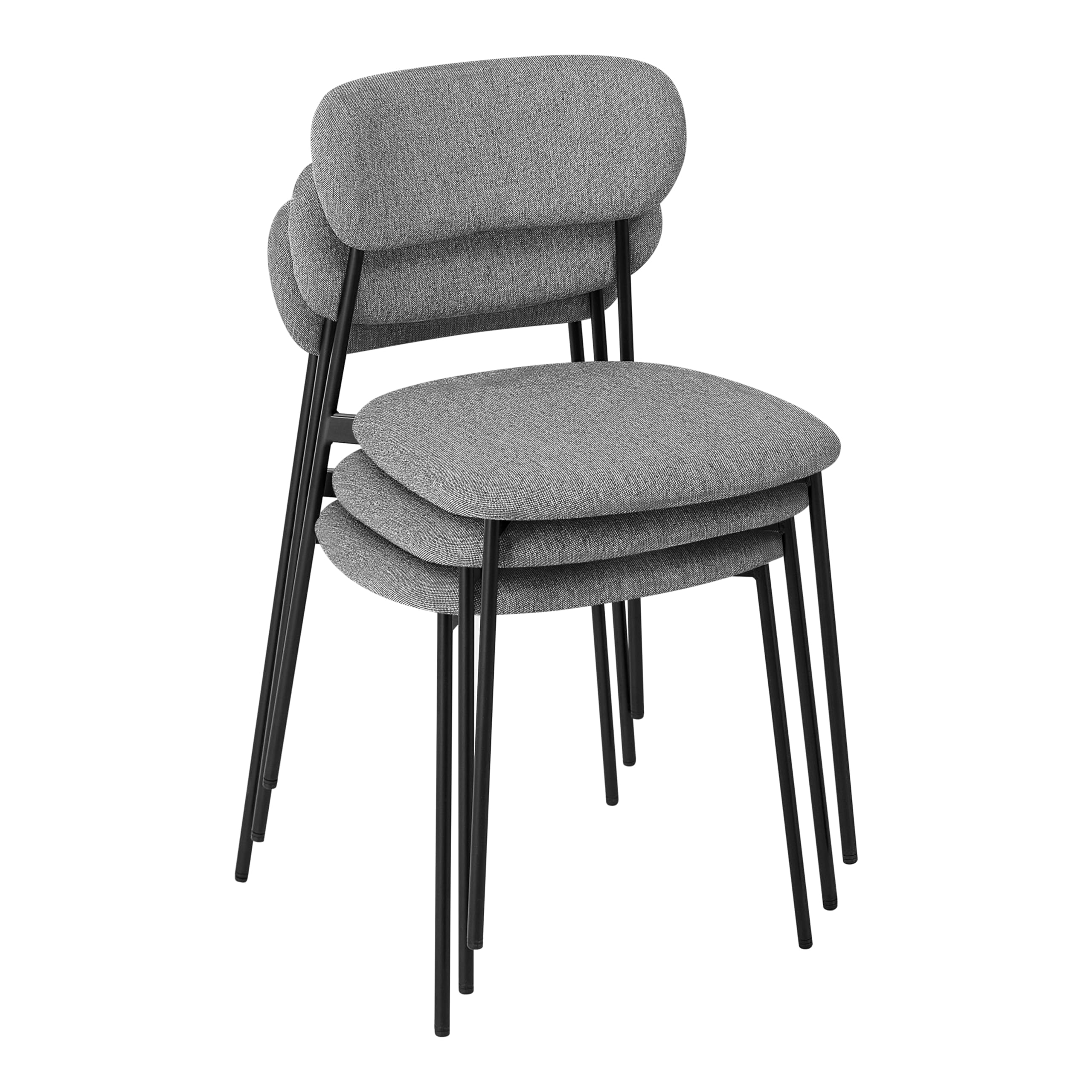 Lestarain Konferenzstühle Stapelbar, Esszimmerstühle 4er Set, Konferenzstühle Stapelbar, Küchenstühle, Polsterstuhl, Schminktisch Stuhl, für Esszimmer Küche Wohnzimmer, Metallbeine, Leinensitz, Grau