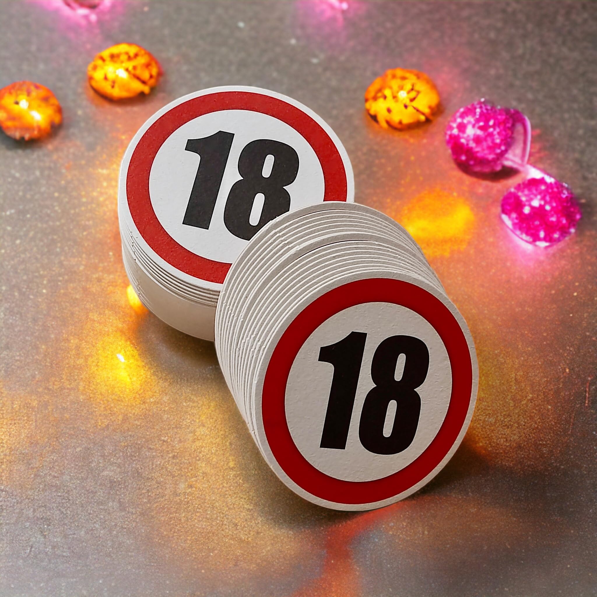 50 Sottobicchieri Per Birra Originali – 10 Cm, Tema 18° Compleanno, Fatti In Germania