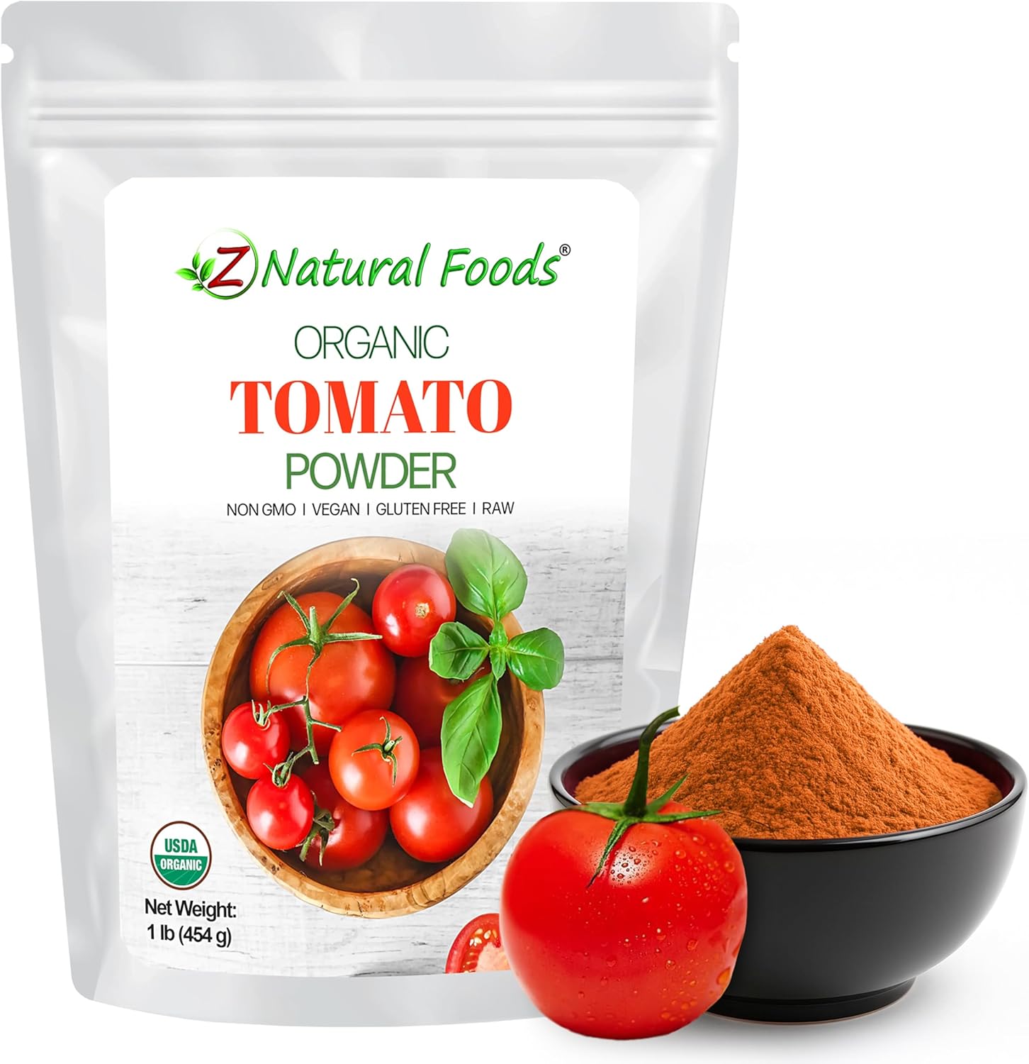Z Natural Foods Organic Tomato Powder, Antioxidant-Rich Fruit Powder, Ideal for Smoothies, Cooking, Baking, Non-GMO, Vegan, Gluten-Free, Kosher, 1 lb