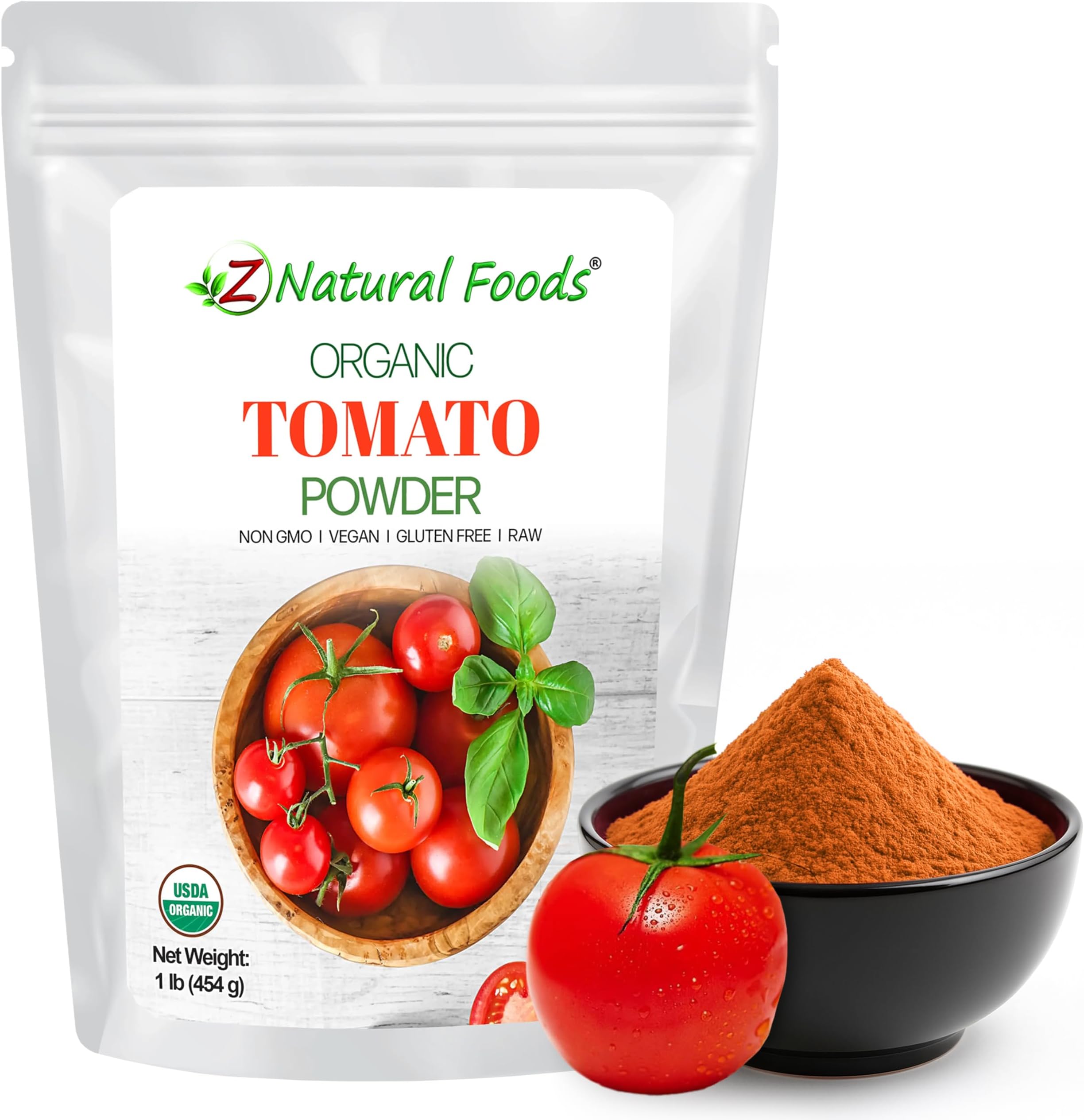Z Natural Foods Organic Tomato Powder, Antioxidant-Rich Fruit Powder, Ideal for Smoothies, Cooking, Baking, Non-GMO, Vegan, Gluten-Free, Kosher, 1 lb