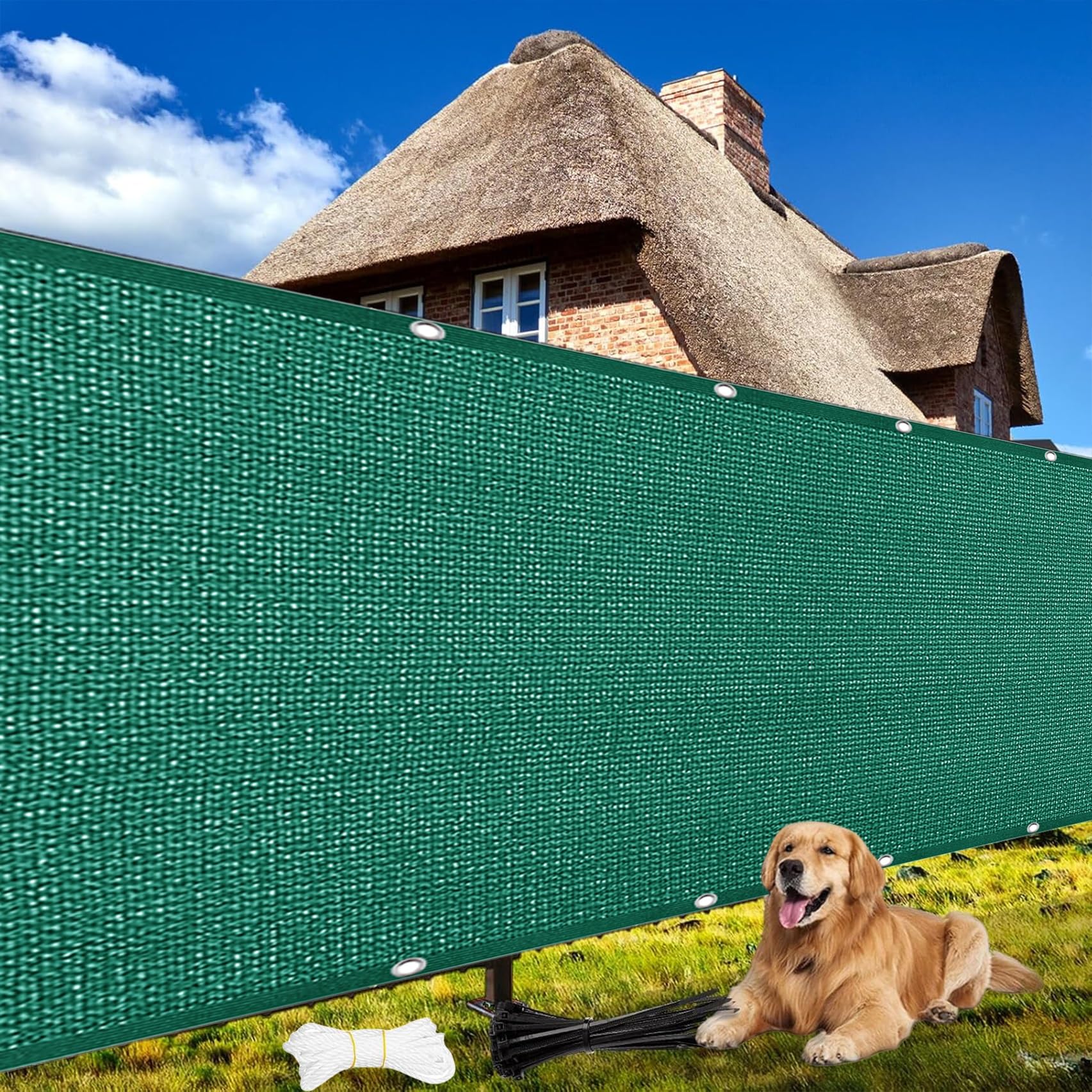 Rettangolare Telo Ombreggiante 60 x 500 cm, Protezione Uv, Permeabile All'Aria e All'Acqua, Rete Ombreggiante Telo per Esterno Terrazzo Balcone Giardino, Verde Scuro