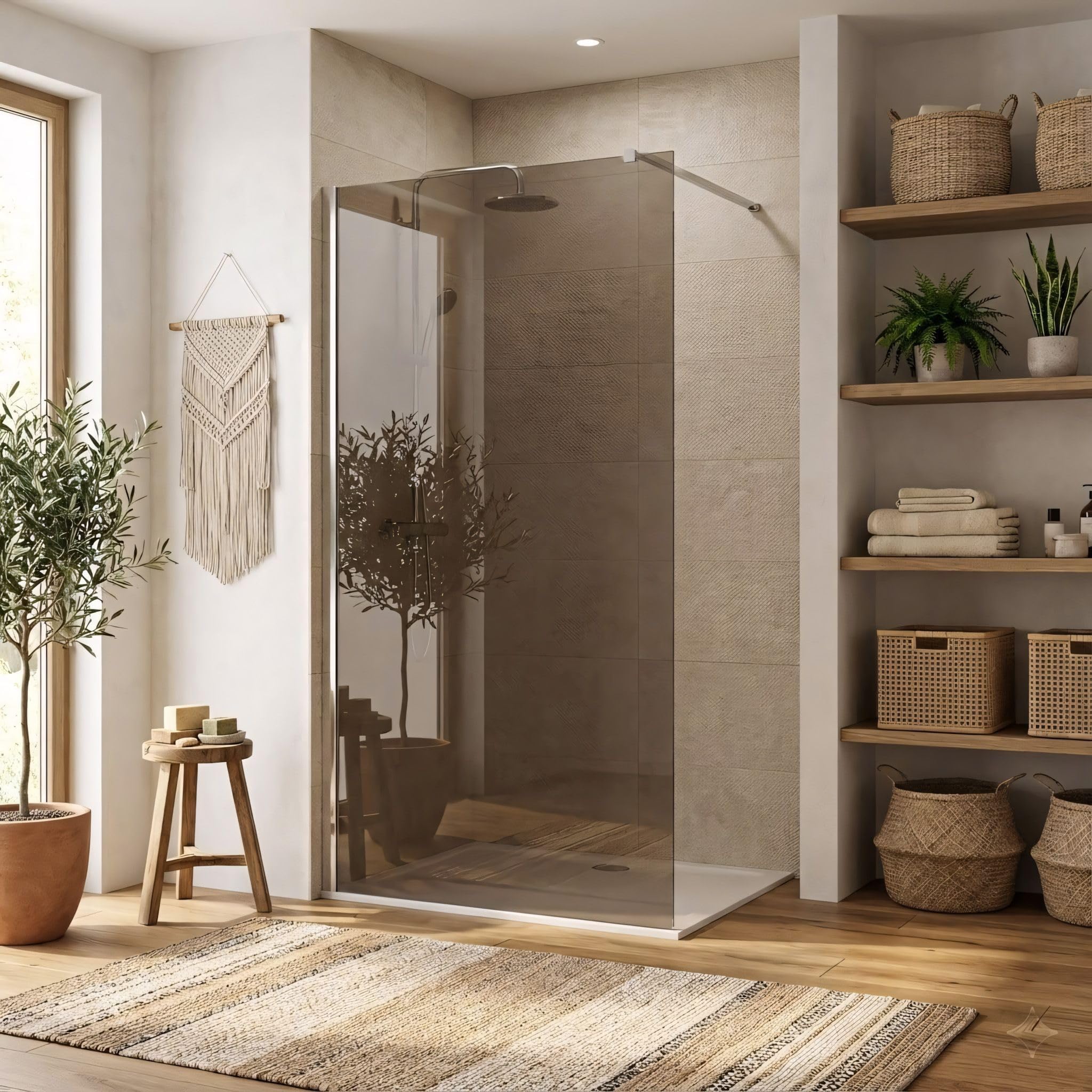 Rea ścianka prysznicowa Flexi brown 140, Chrom